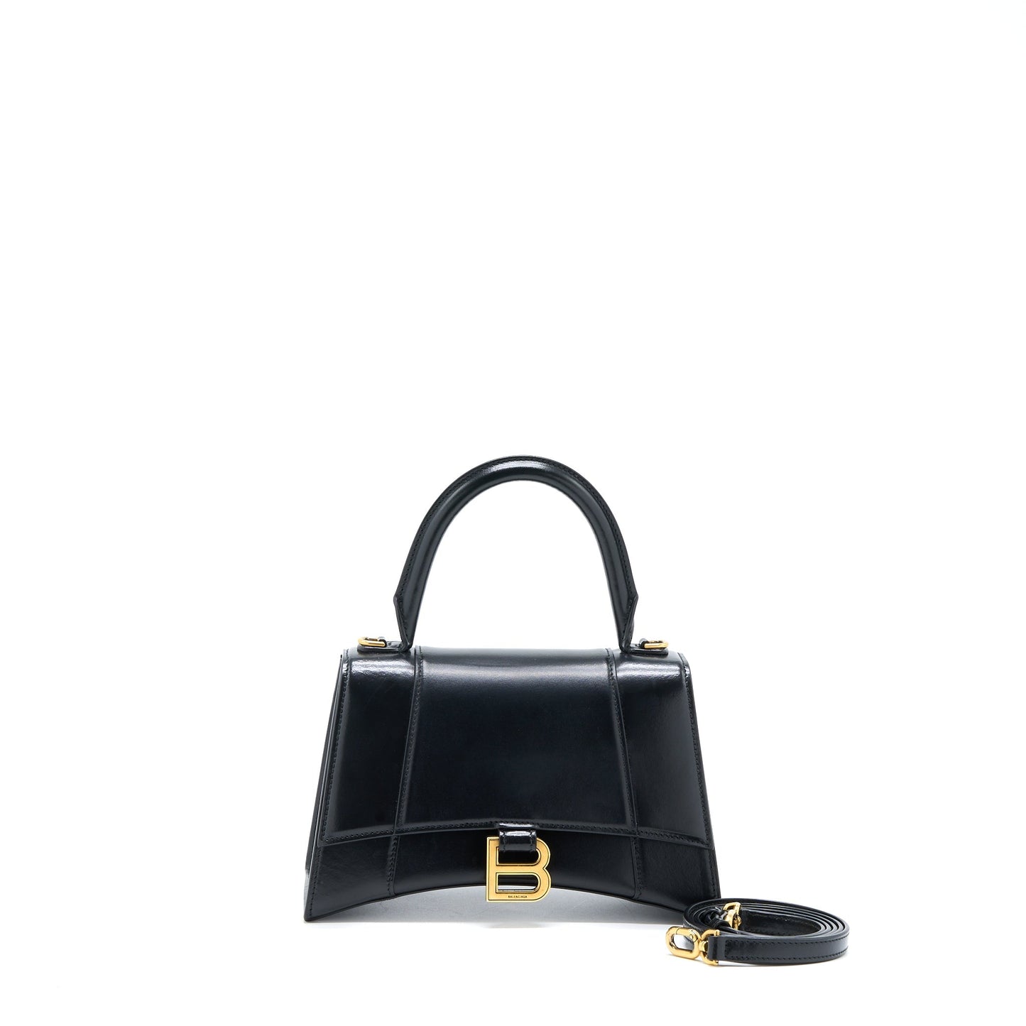 Balenciaga Hourglass Small Handbag Box Calfskin Black