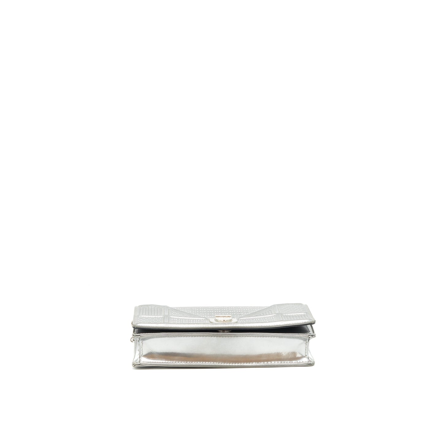 Dior Diorama Wallet on Chain Metallic Silver