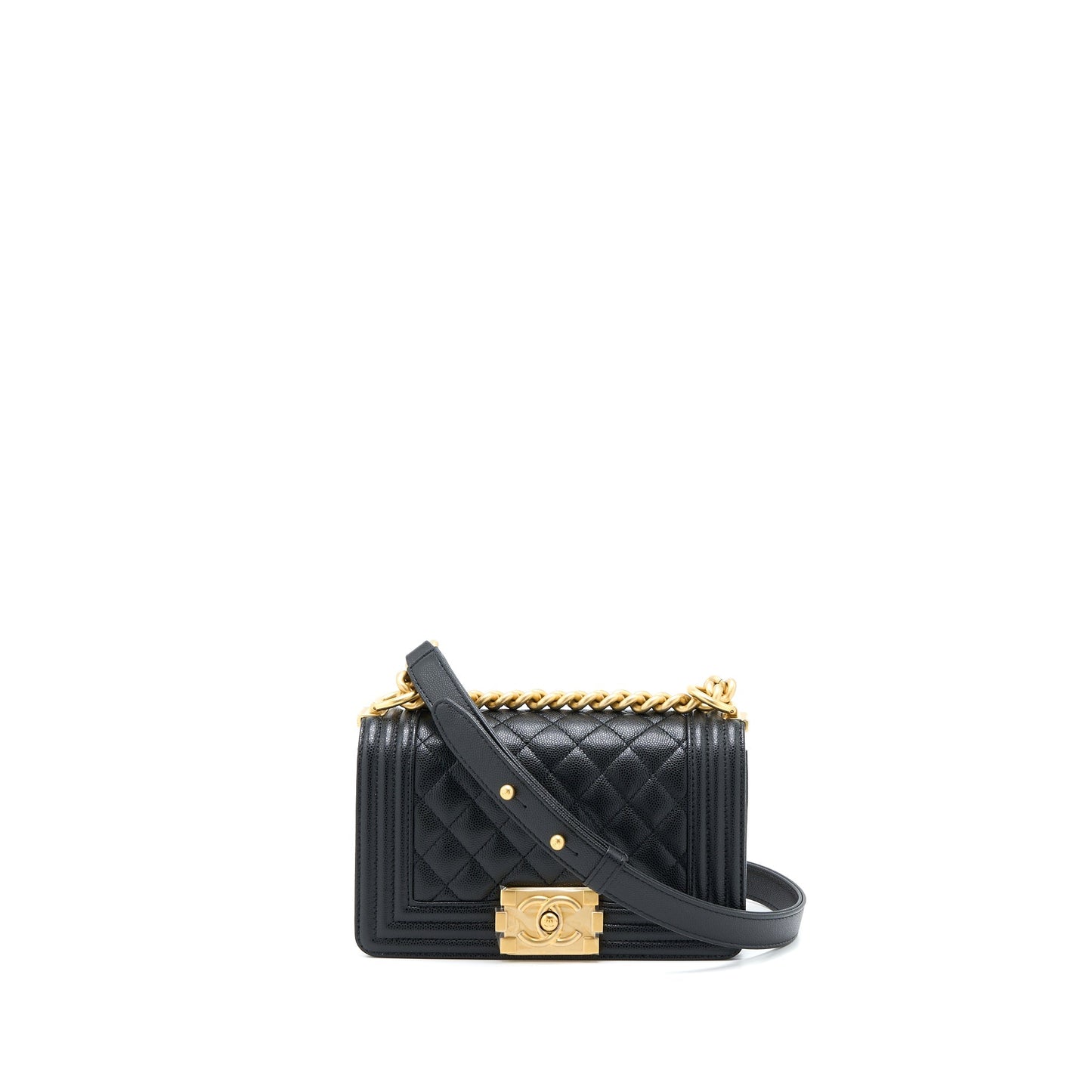 Chanel Small Boy Bag Caviar Black  (Microchip )