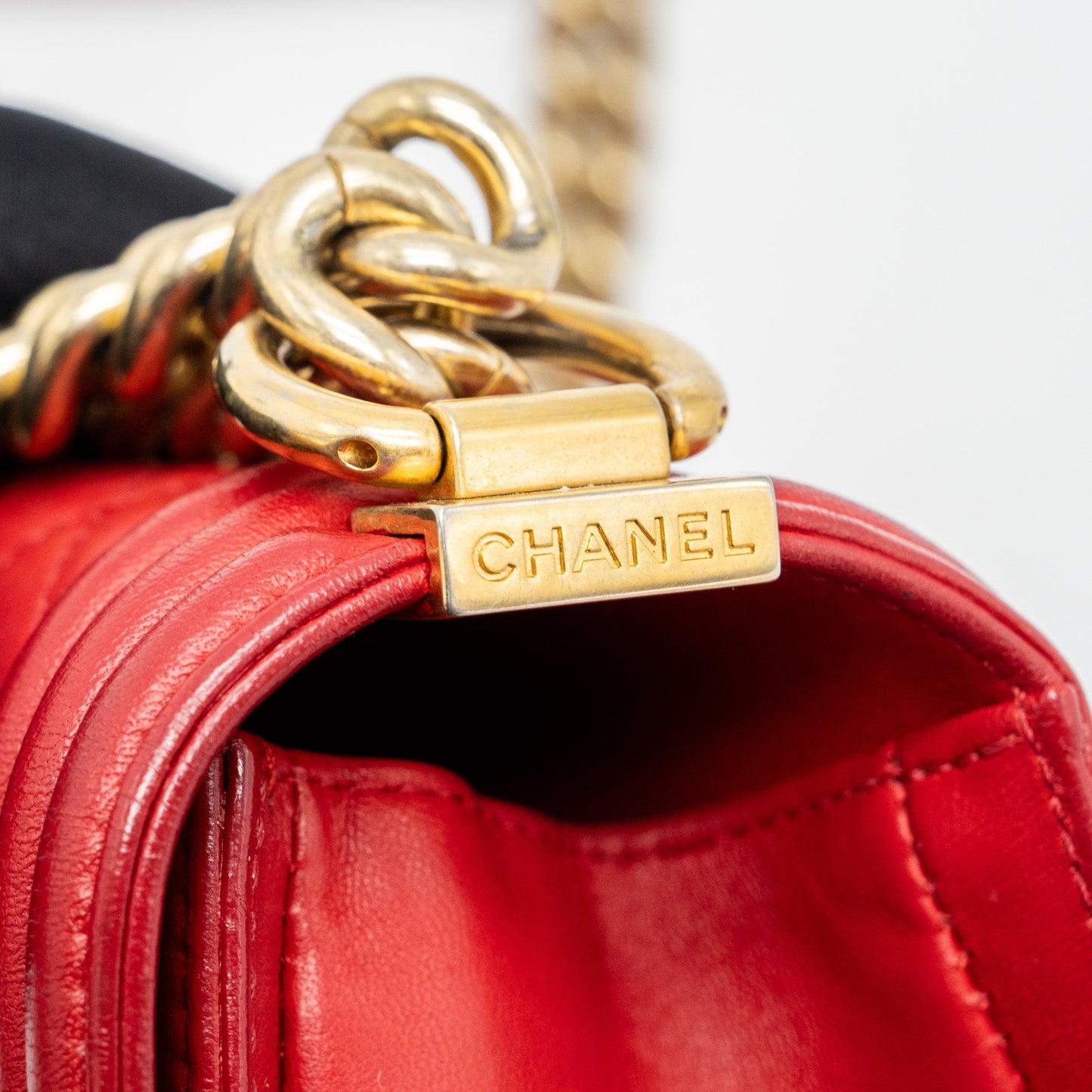 Chanel Medium Boy Bag Lambskin Red Brushed