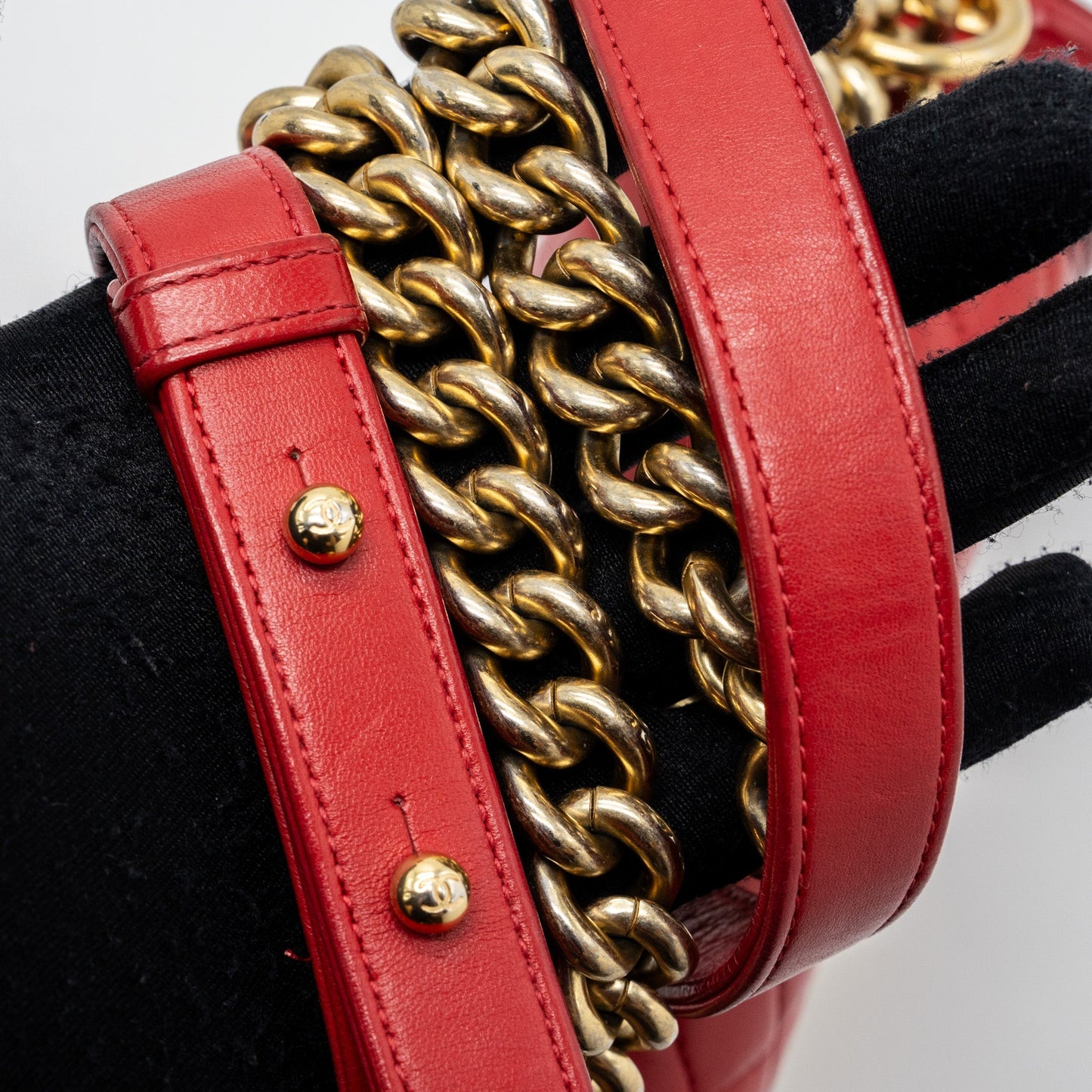 Chanel Medium Boy Bag Lambskin Red Brushed