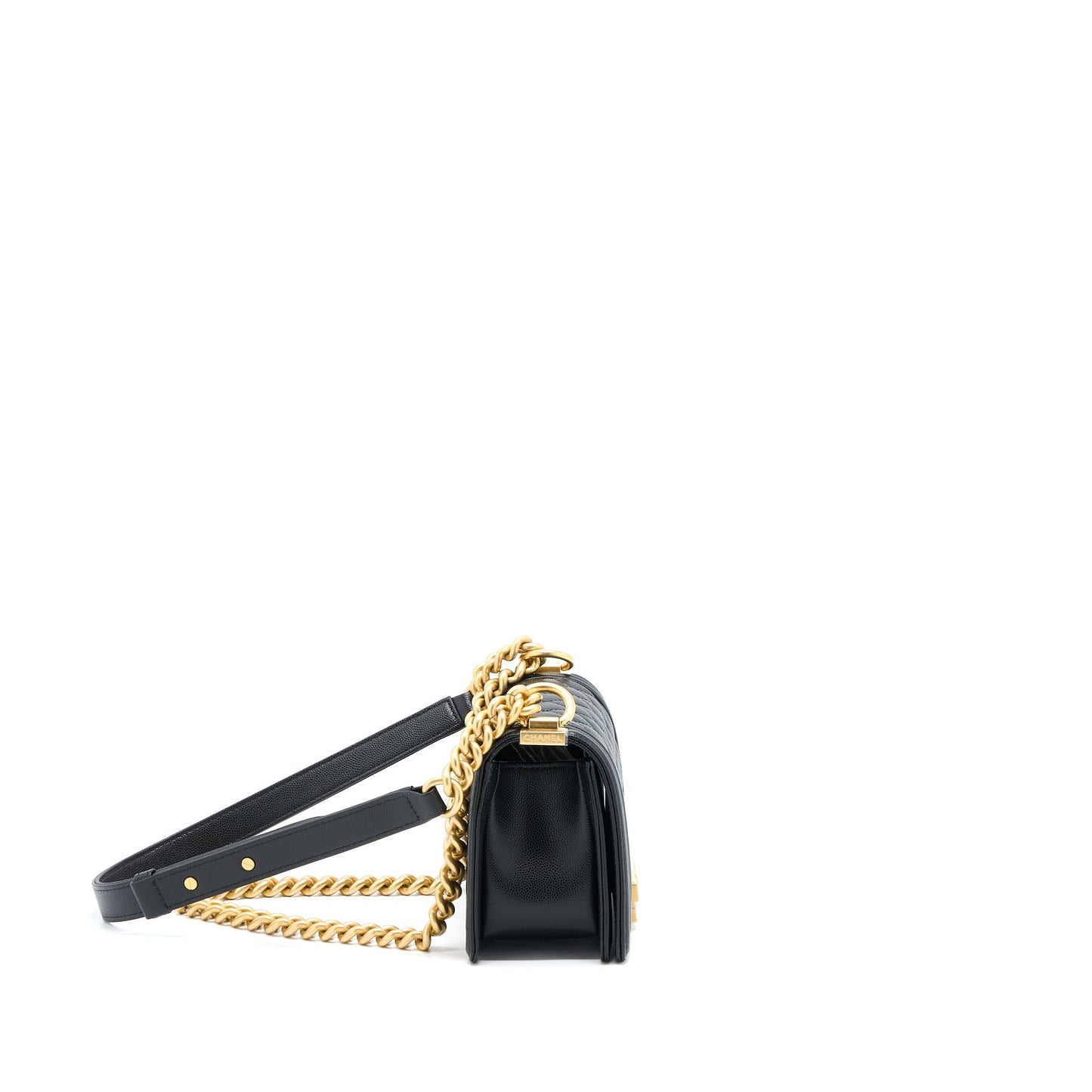 Chanel Small Boy Bag Caviar Black  (Microchip )