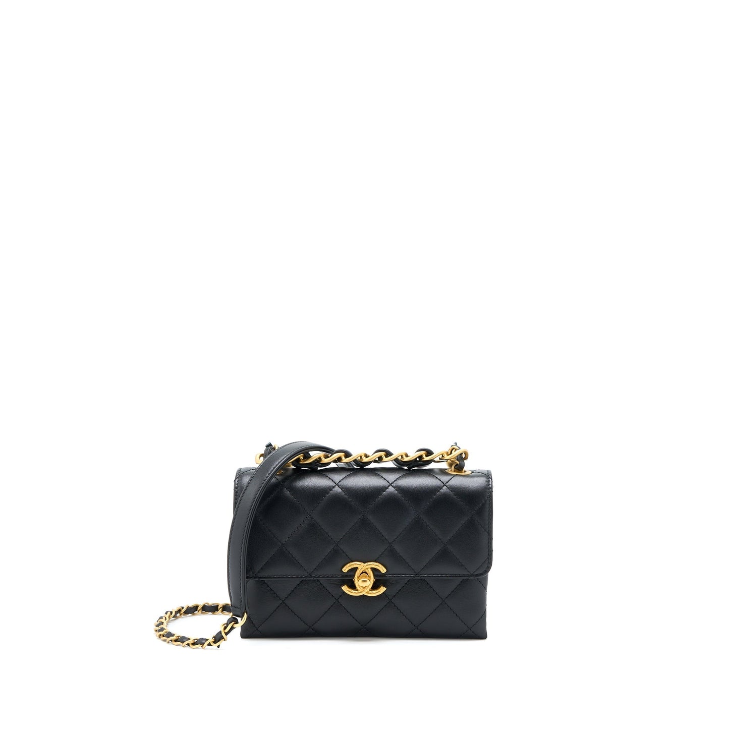 Chanel 22S Seasonal Flap Bag Calfskin Black Brushed