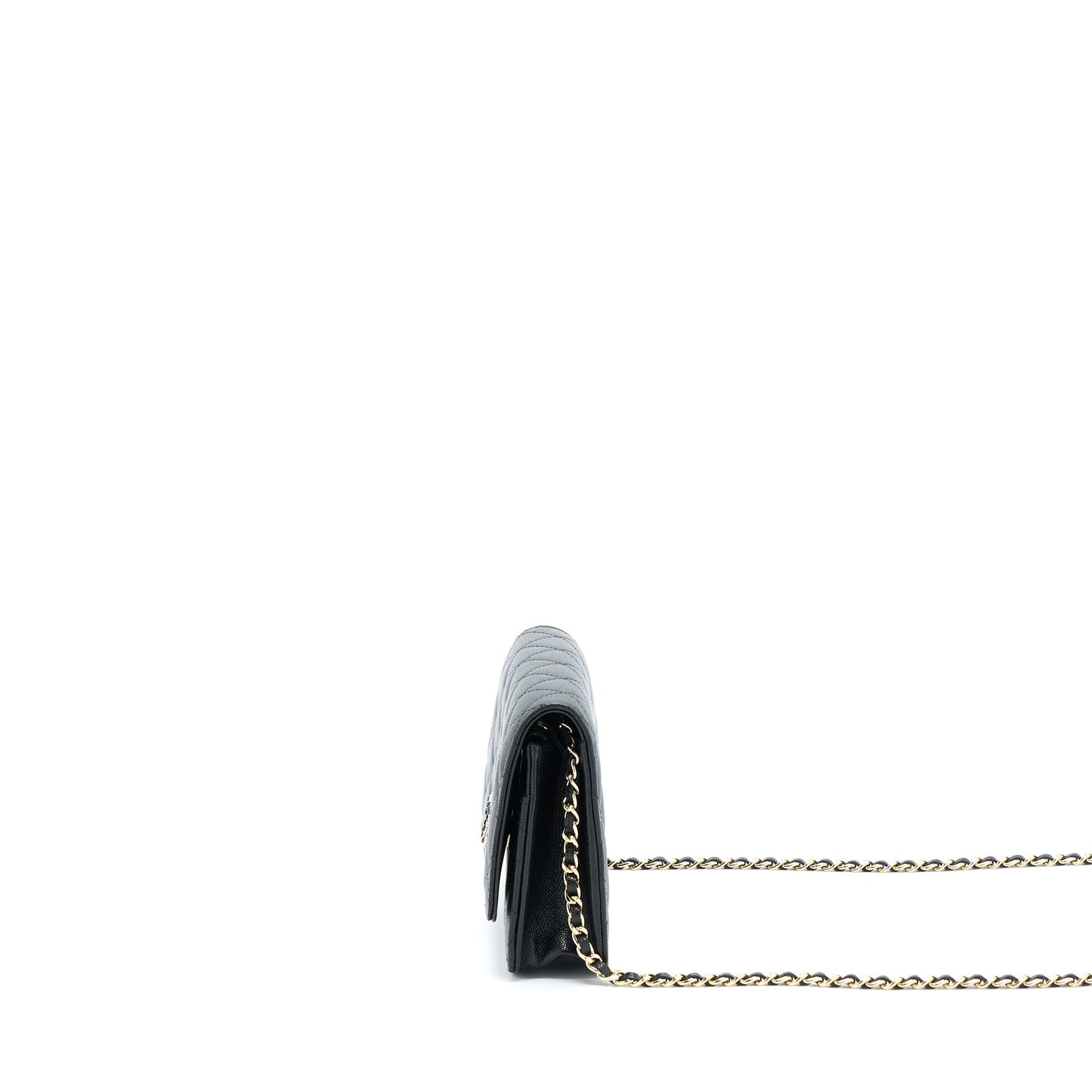Chanel 22S Wallet On Chains With Detail CC Logo Caviar Black L