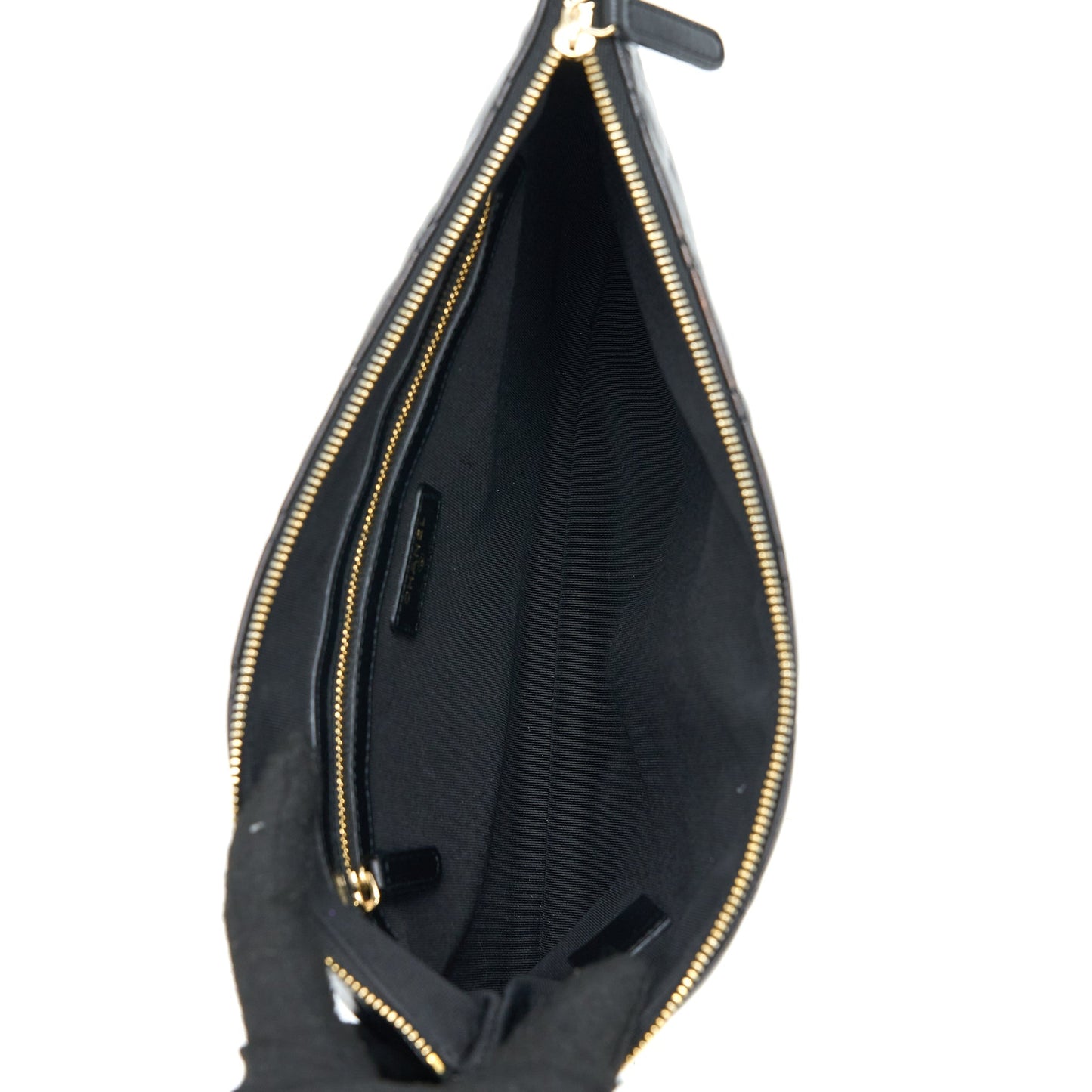 Chanel O-Case Pouch Pearl/Aged Calfskin Black L