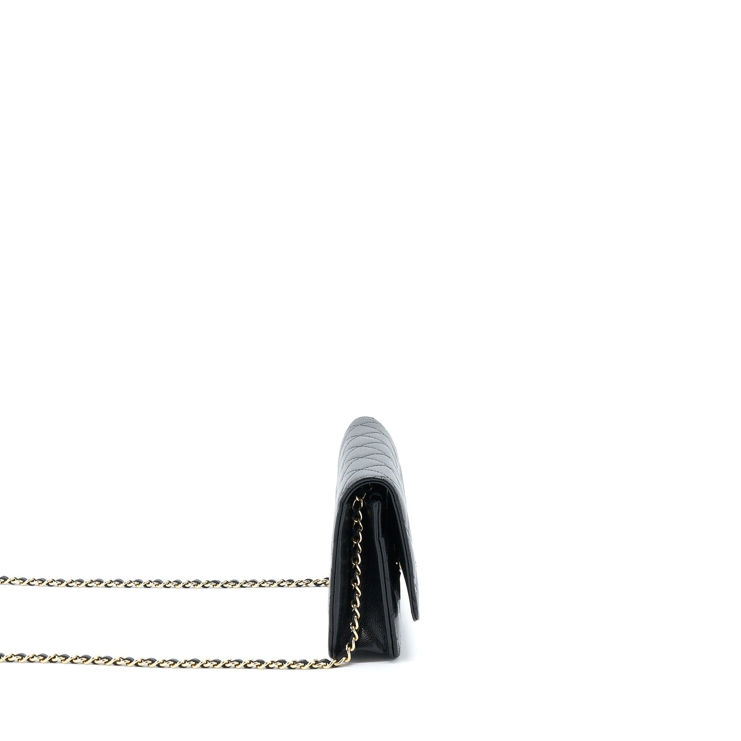 Chanel 22S Wallet On Chains With Detail CC Logo Caviar Black L