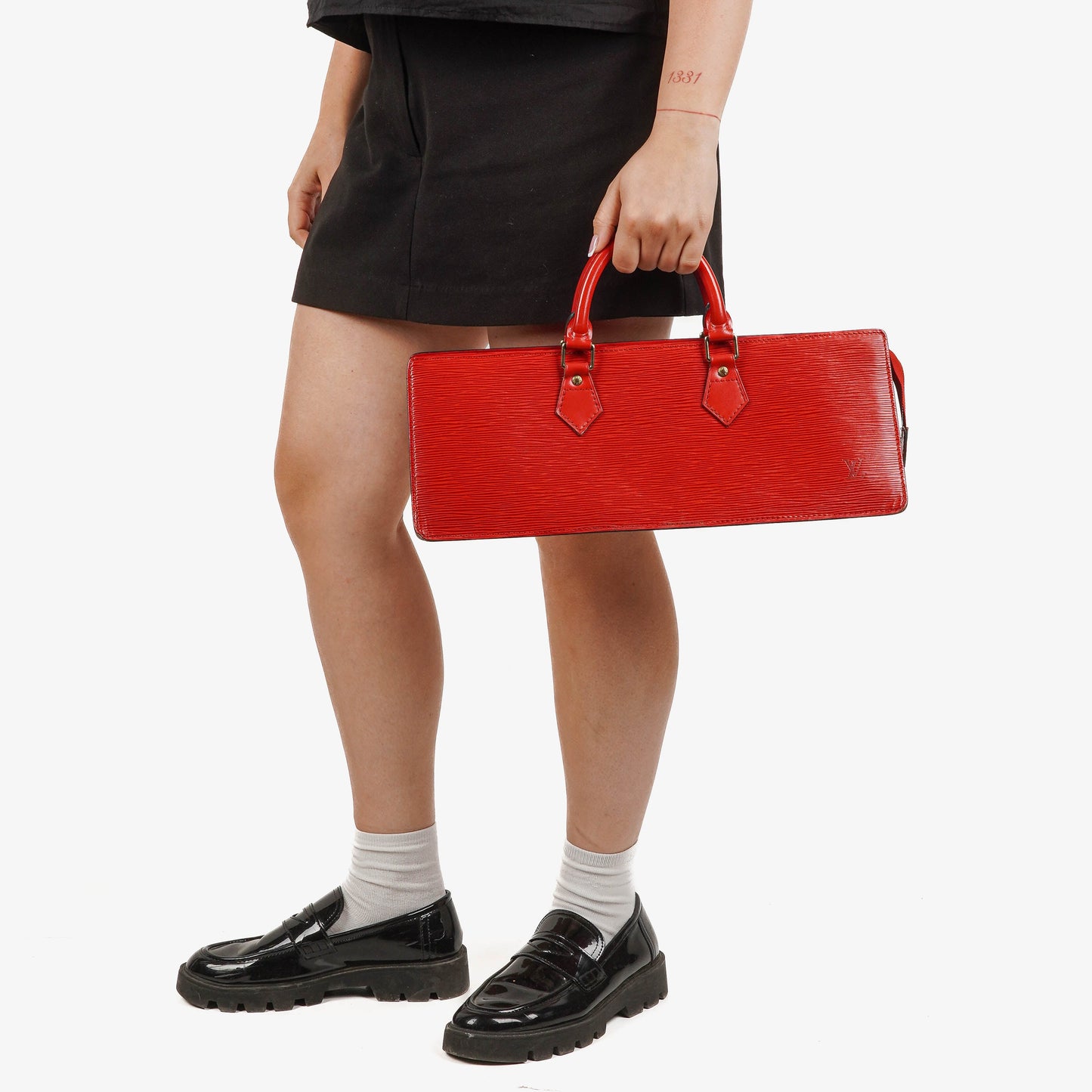 Louis Vuitton Triangle Red EPI Leather Handbag