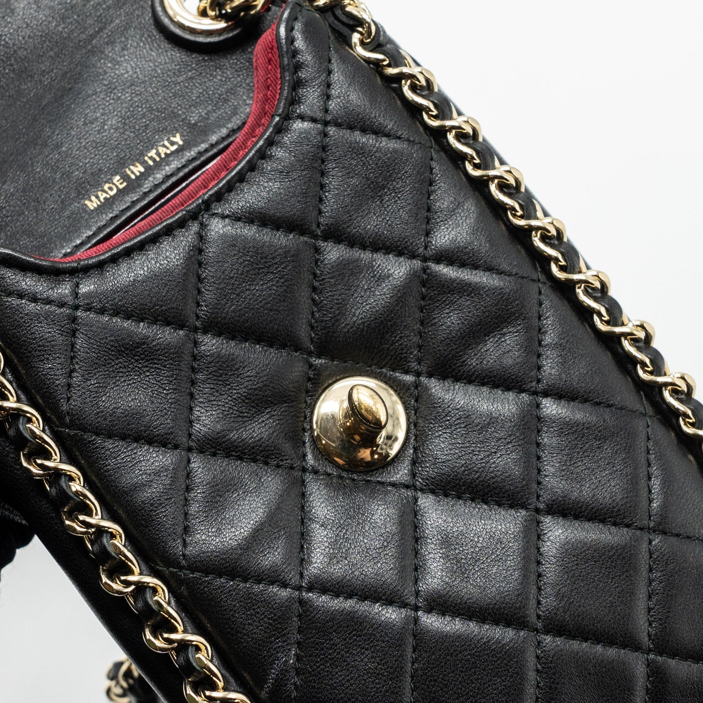 Chanel Phone Holder With Chain Lambskin Black L