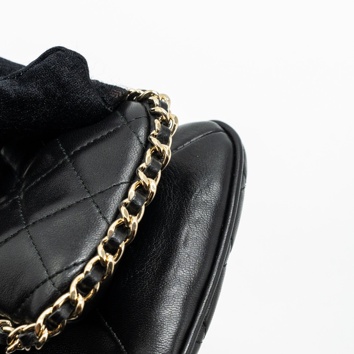 Chanel Phone Holder With Chain Lambskin Black L
