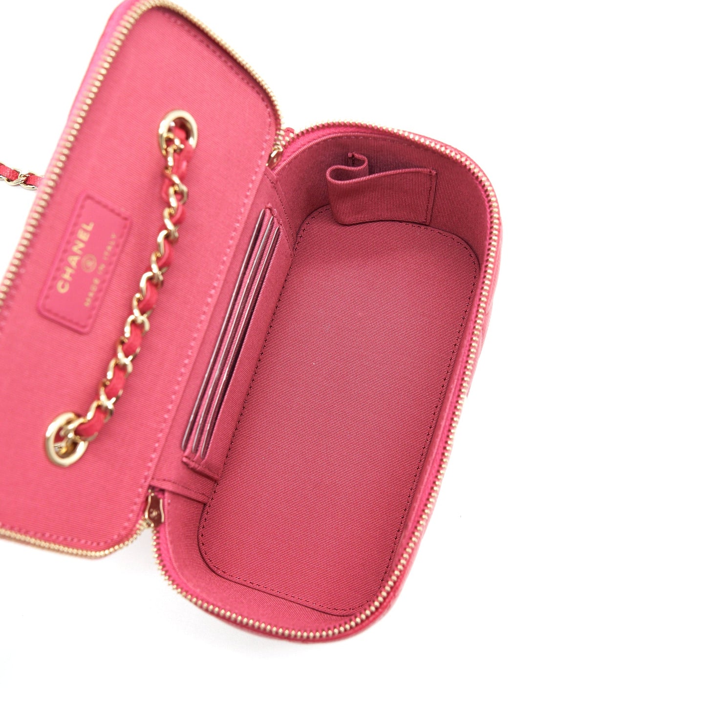 Chanel Long Vanity Case Caviar Hot Pink L