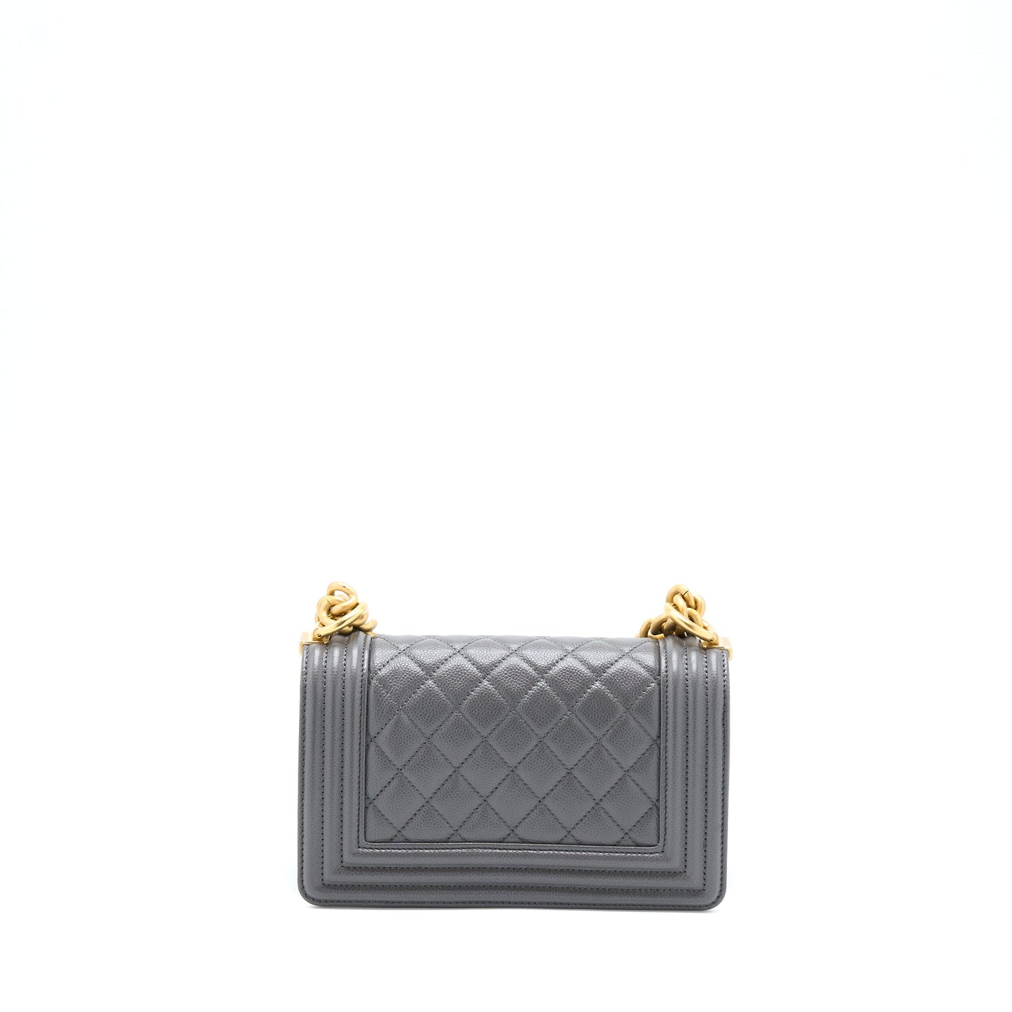 Chanel Small Boy Bag Caviar Grey  (Microchip)