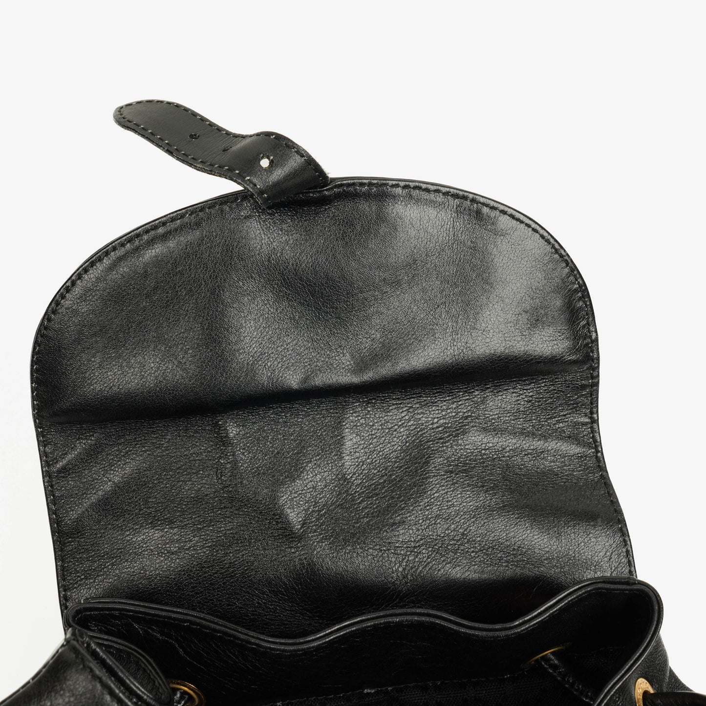 Gucci Vintage Black Leather Bamboo Backpack