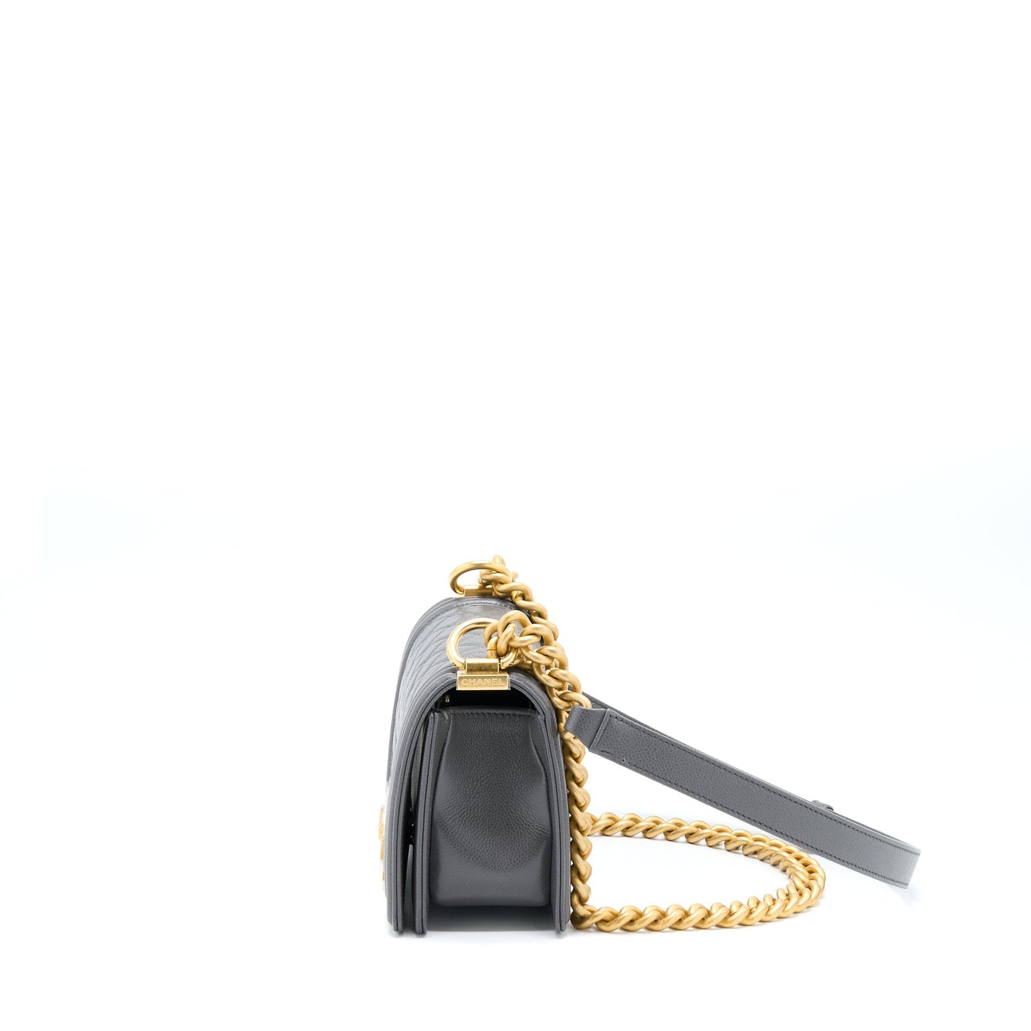 Chanel Small Boy Bag Caviar Grey  (Microchip)