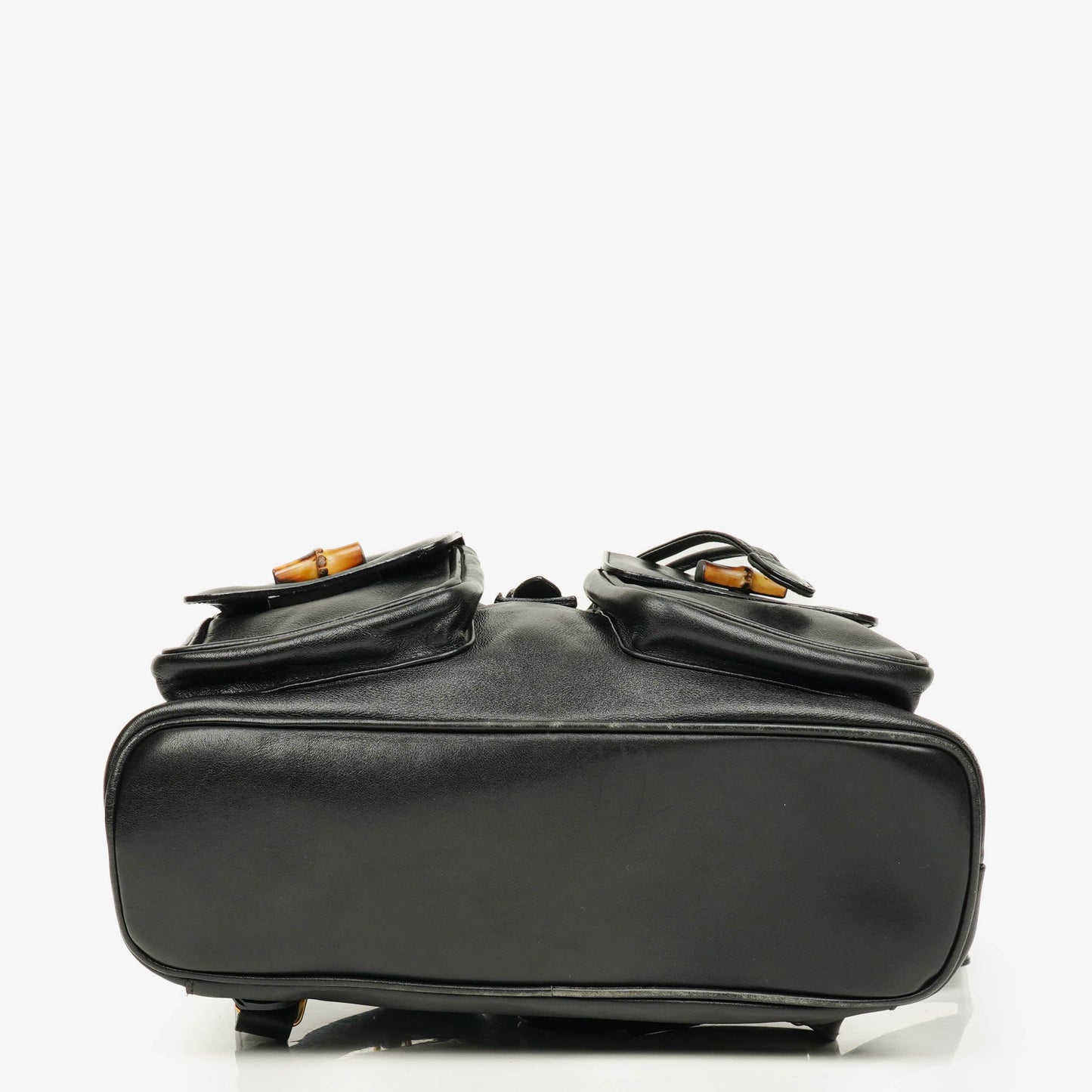 Gucci Vintage Black Leather Bamboo Backpack