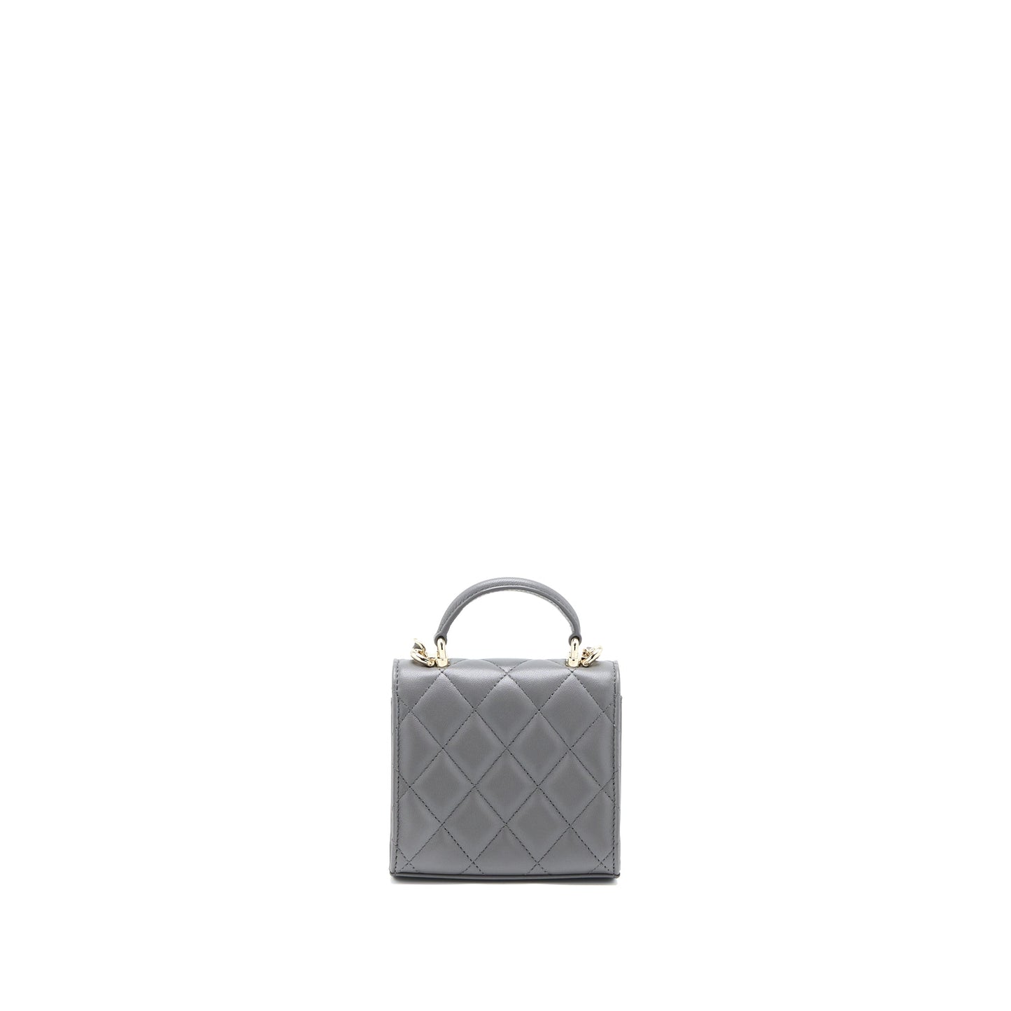 Chanel Mini Top Handle Flap Bag Lambskin Dark Grey L