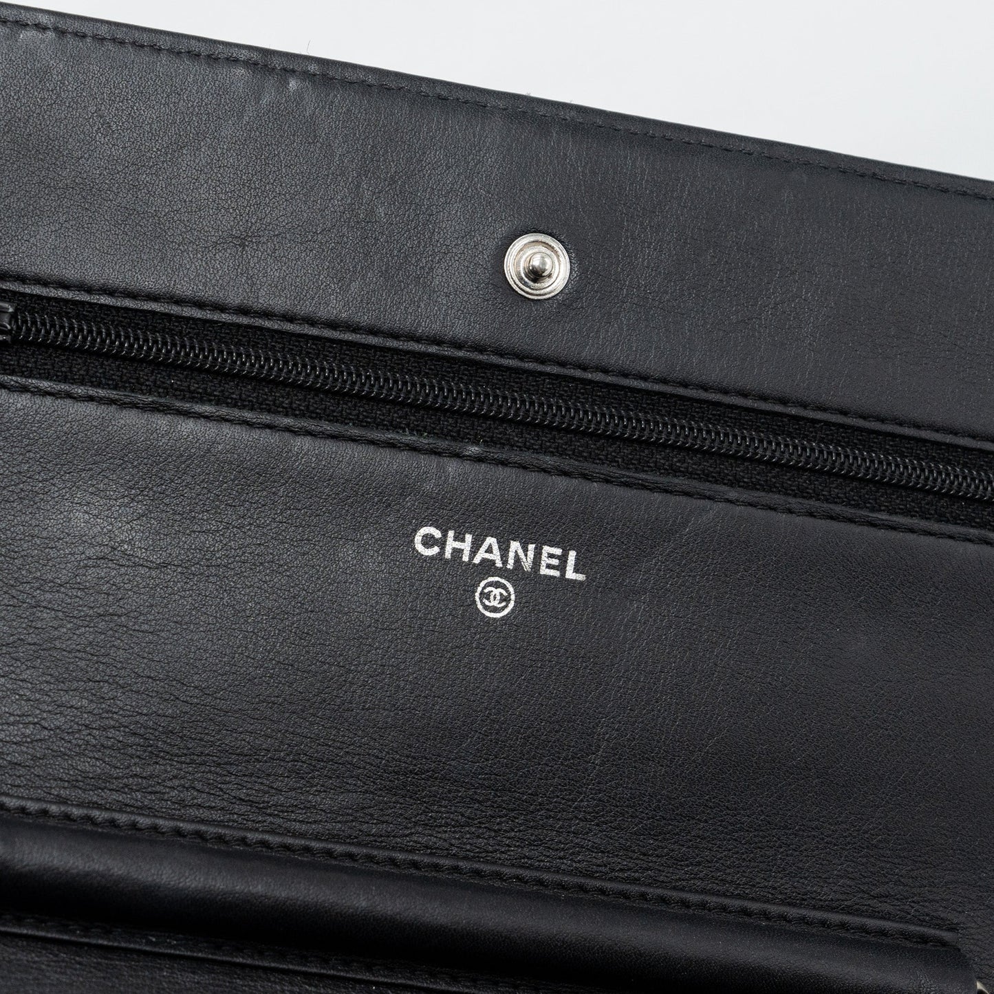 Chanel 2.55 Wallet On Chain Aged Calfskin Black Ruthenium