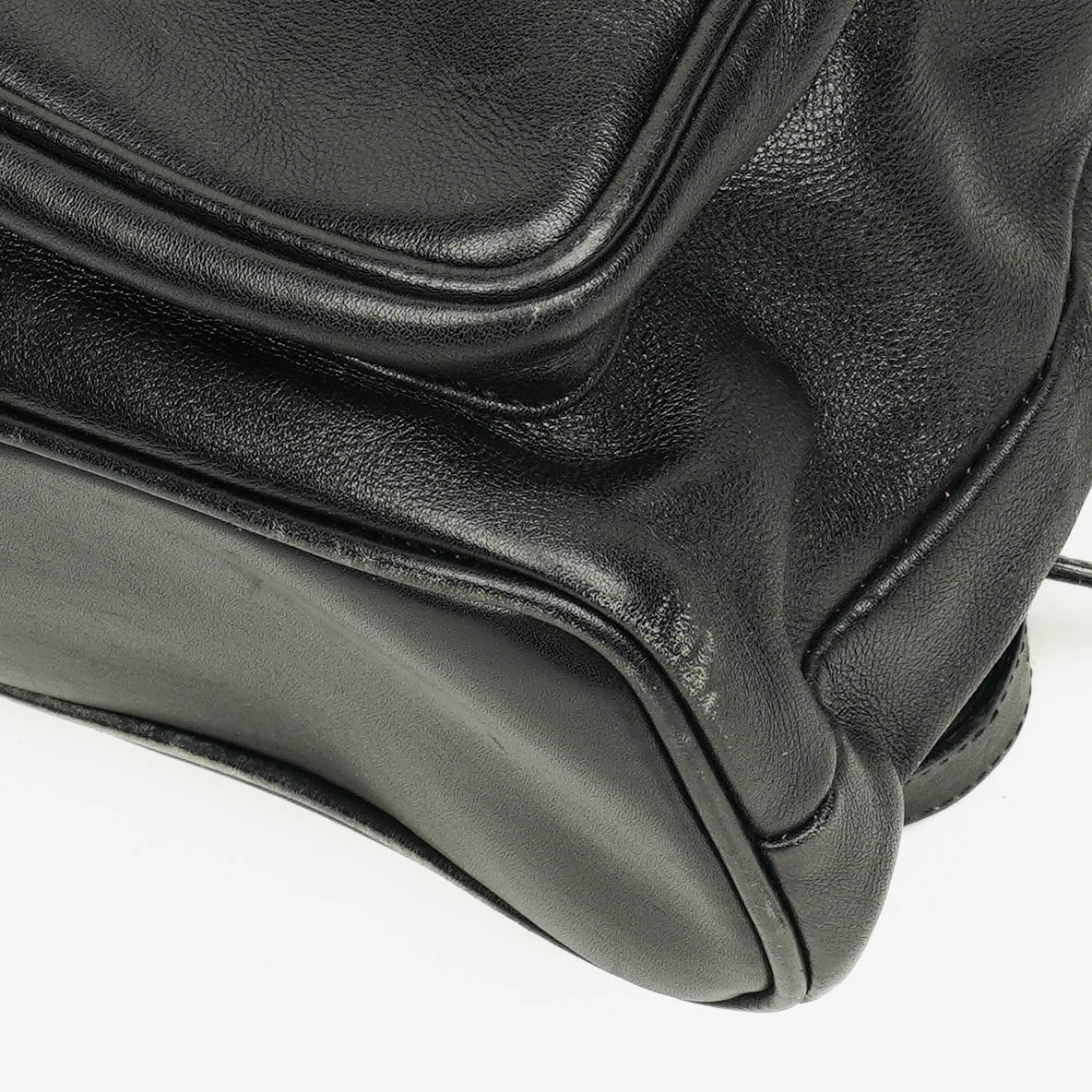 Gucci Vintage Black Leather Bamboo Backpack