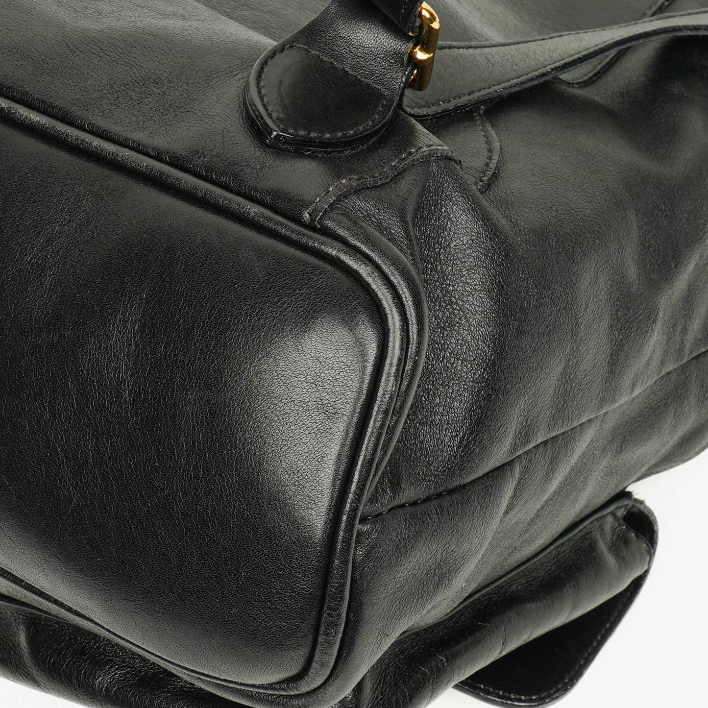 Gucci Vintage Black Leather Bamboo Backpack