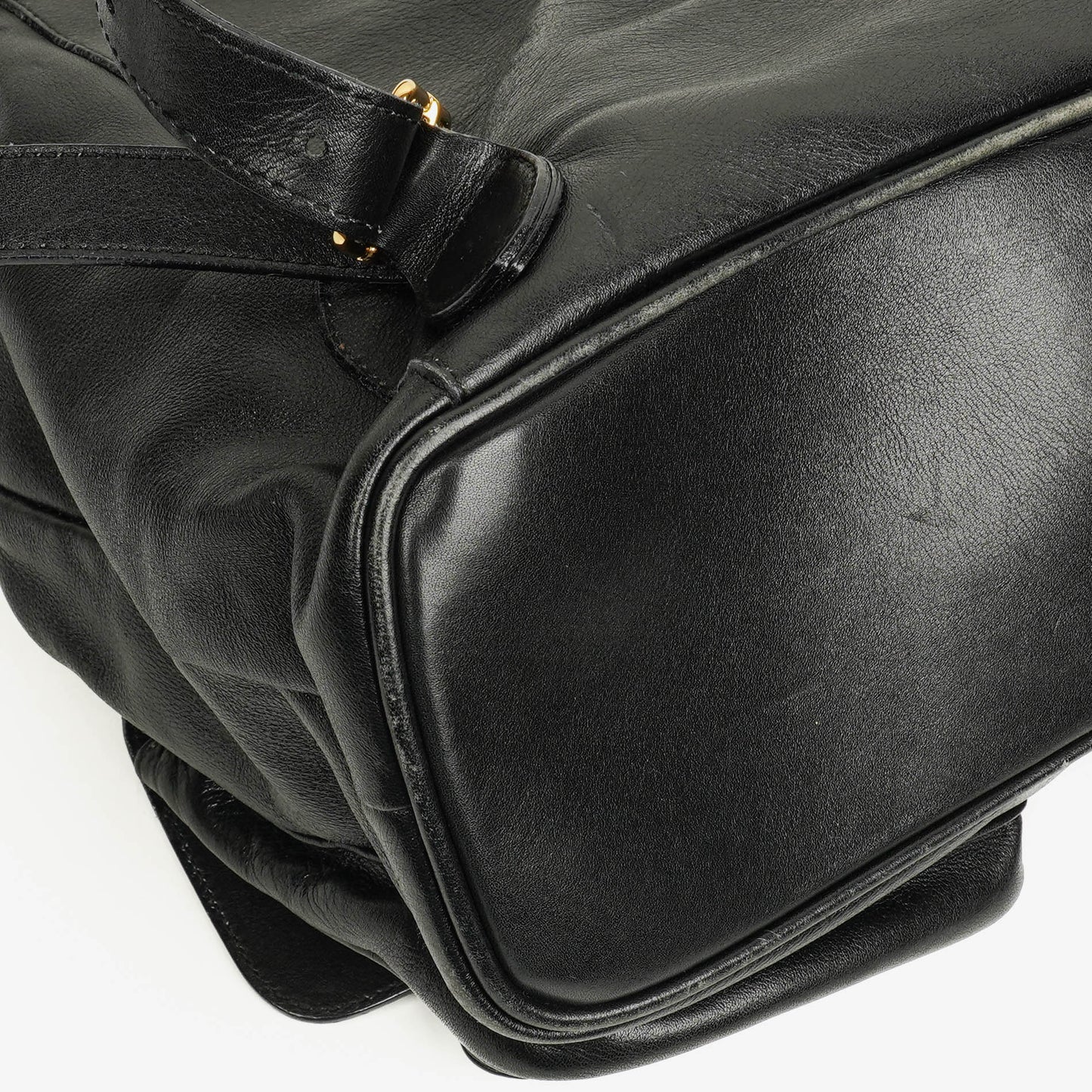 Gucci Vintage Black Leather Bamboo Backpack