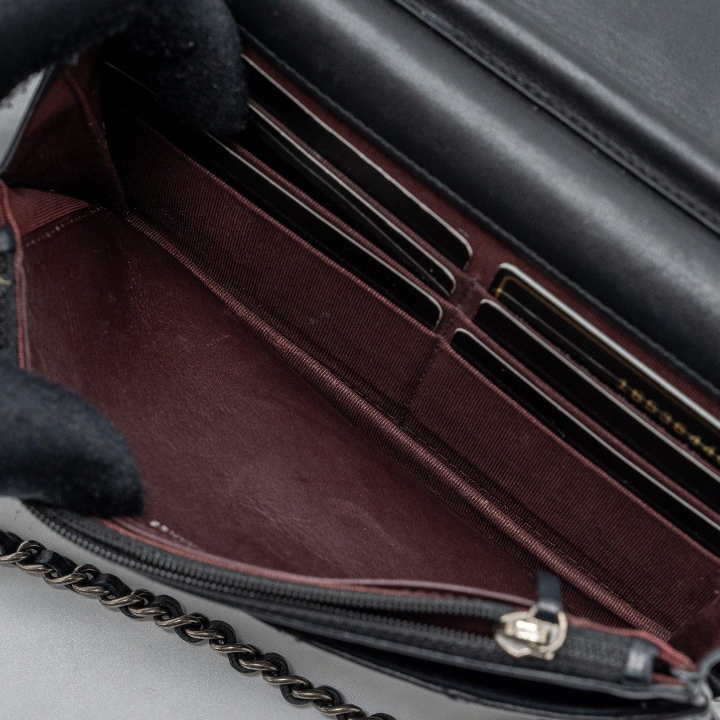 Chanel 2.55 Wallet On Chain Aged Calfskin Black Ruthenium