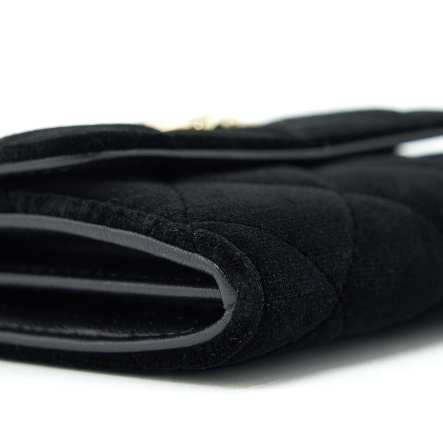 Chanel Velvet CC Logo Small Flap Wallet Black L
