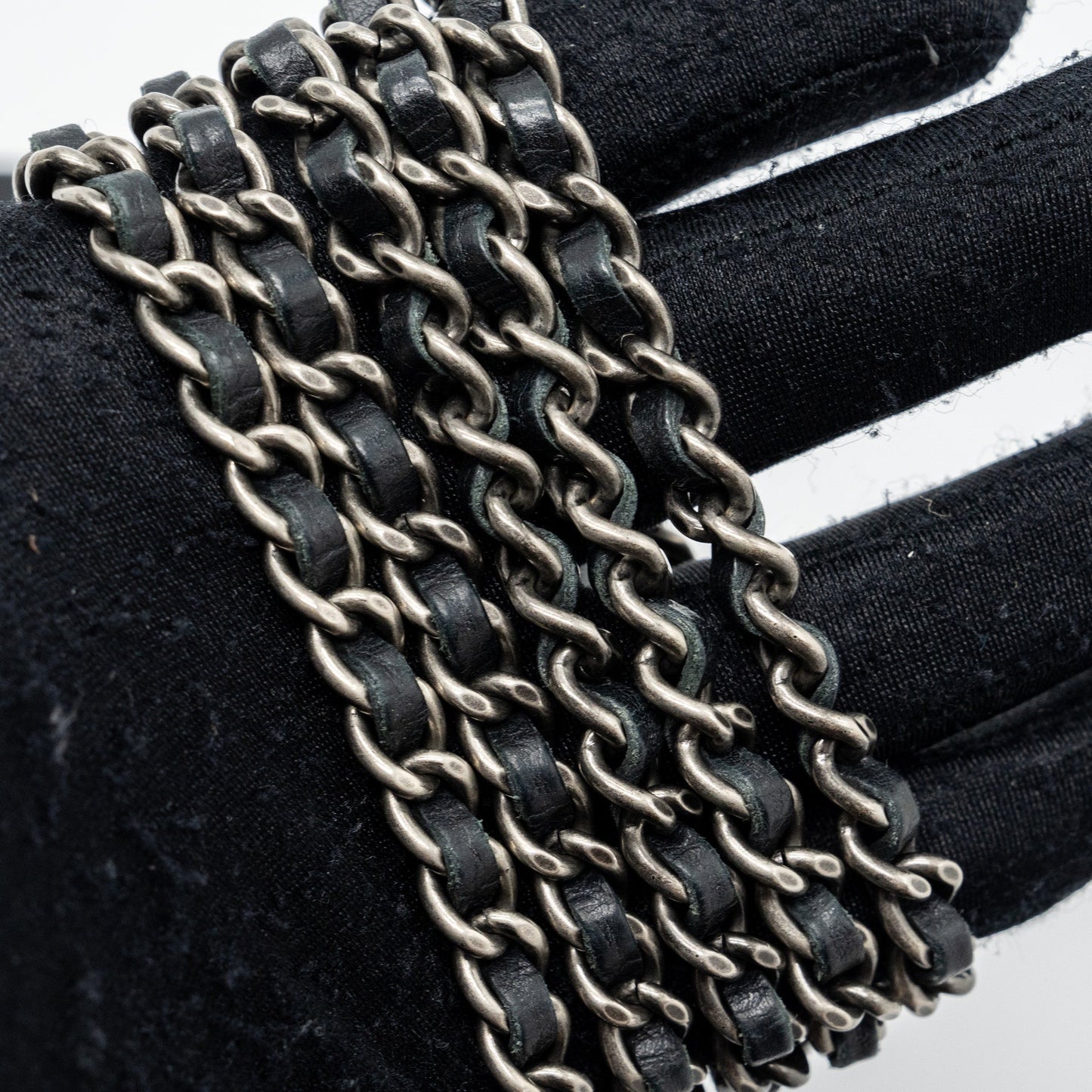 Chanel 2.55 Wallet On Chain Aged Calfskin Black Ruthenium