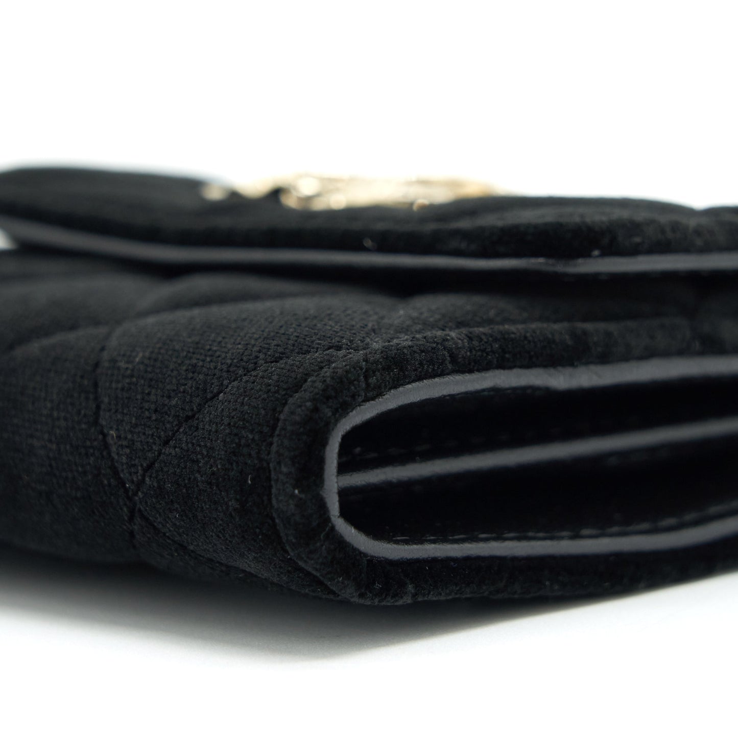 Chanel Velvet CC Logo Small Flap Wallet Black L