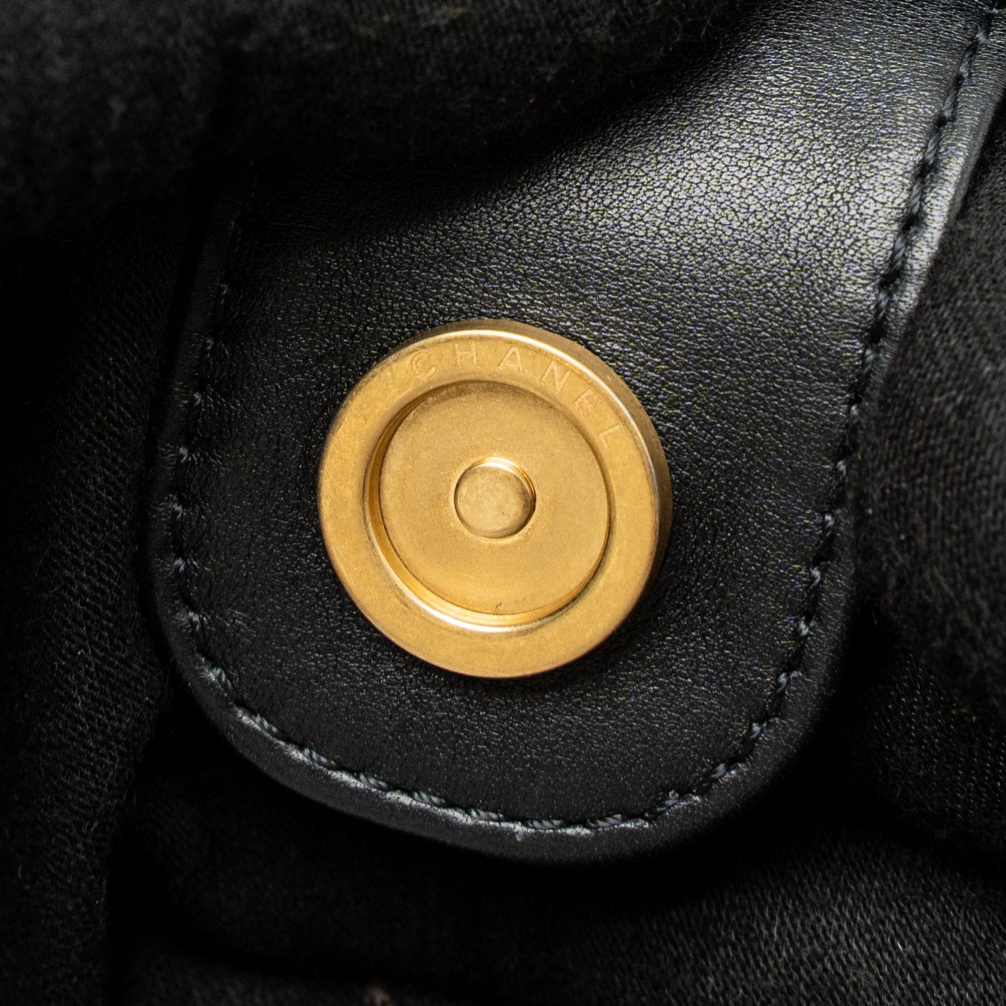 Chanel Giant CC Logo Mini Tote Bag Lambskin Black