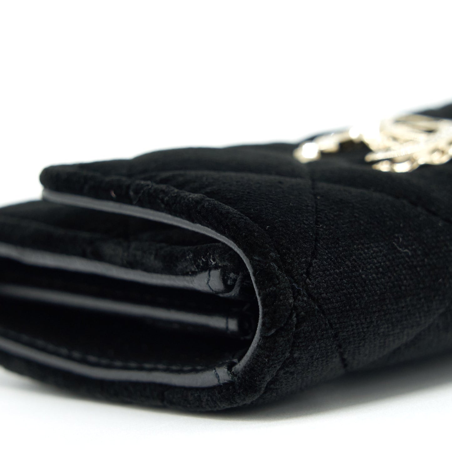 Chanel Velvet CC Logo Small Flap Wallet Black L