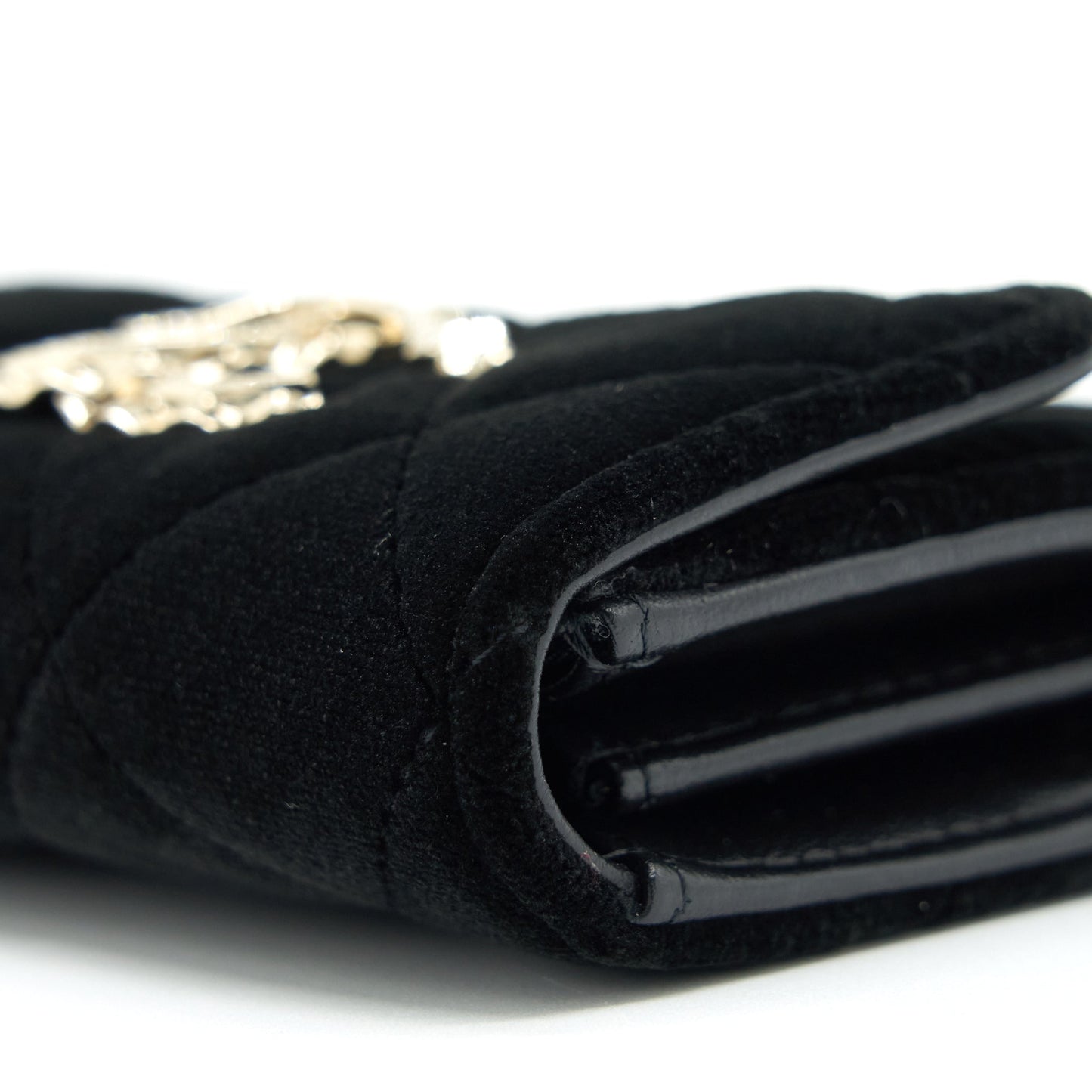 Chanel Velvet CC Logo Small Flap Wallet Black L