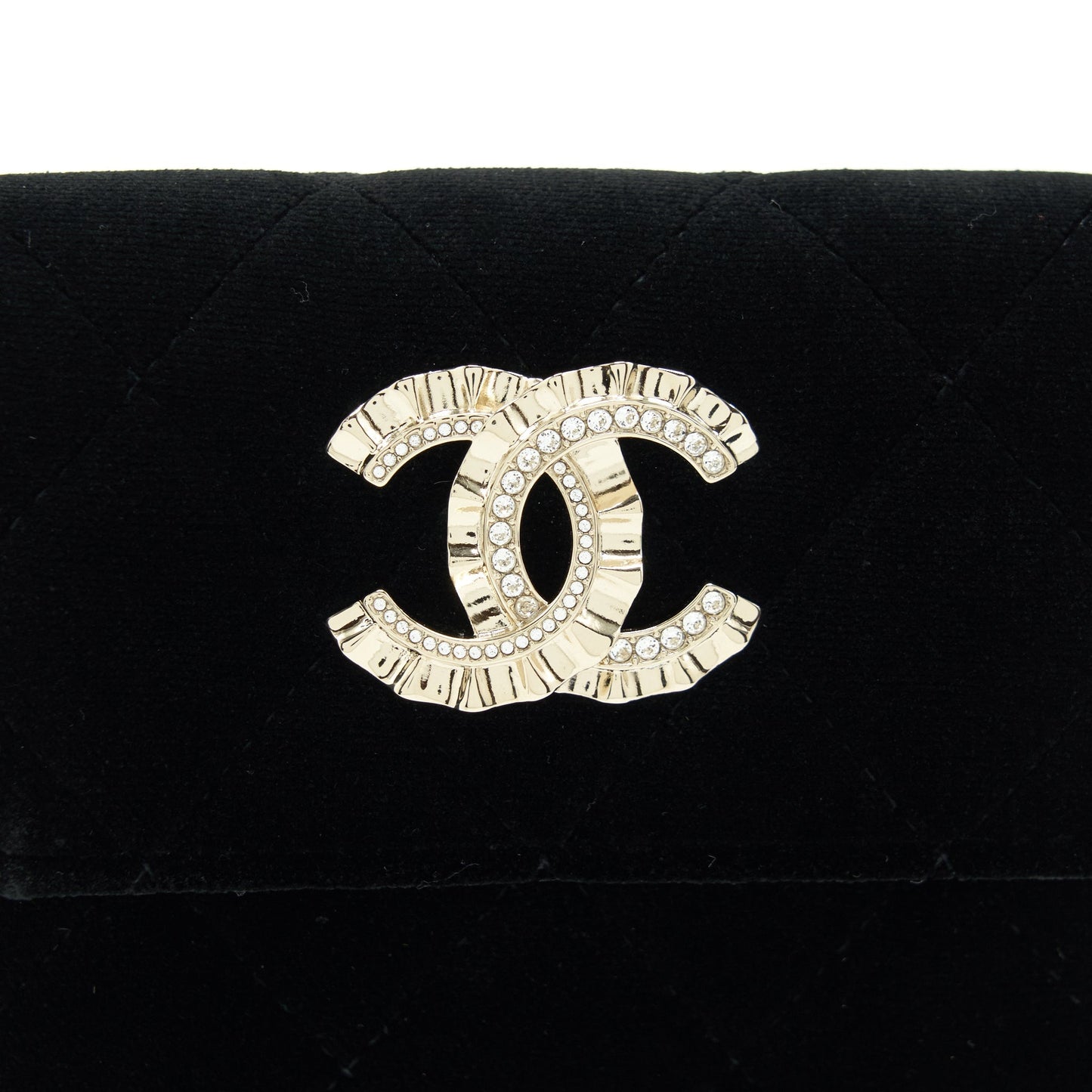Chanel Velvet CC Logo Small Flap Wallet Black L