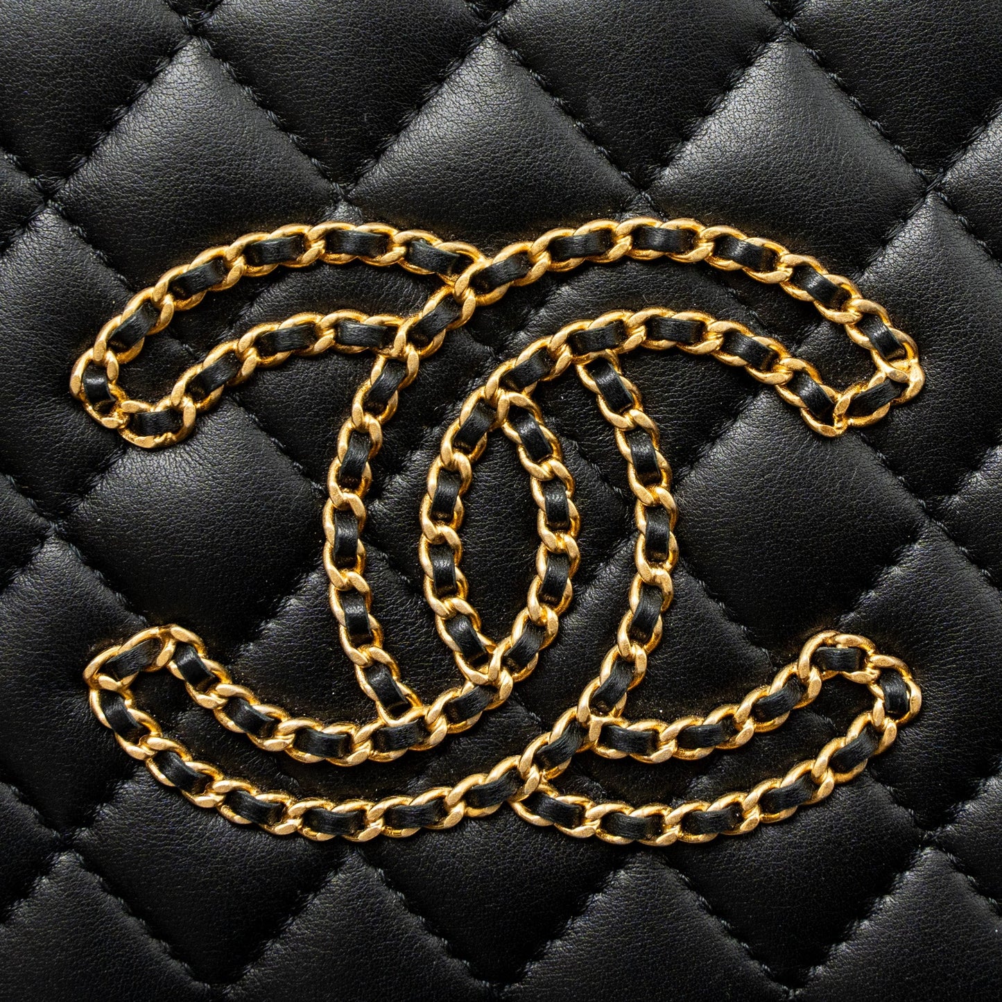 Chanel Giant CC Logo Mini Tote Bag Lambskin Black