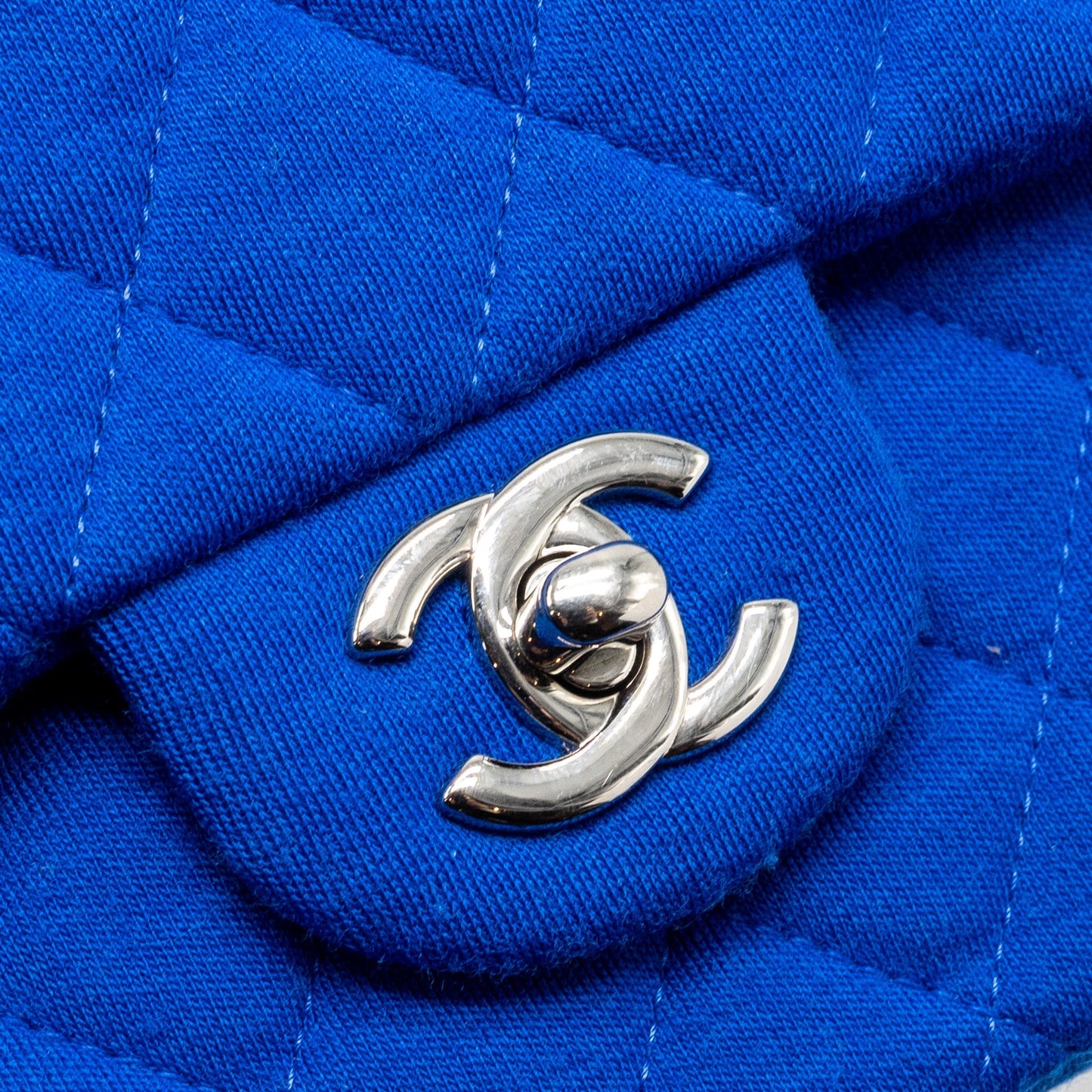 Chanel medium classic double flap bag fabric blue