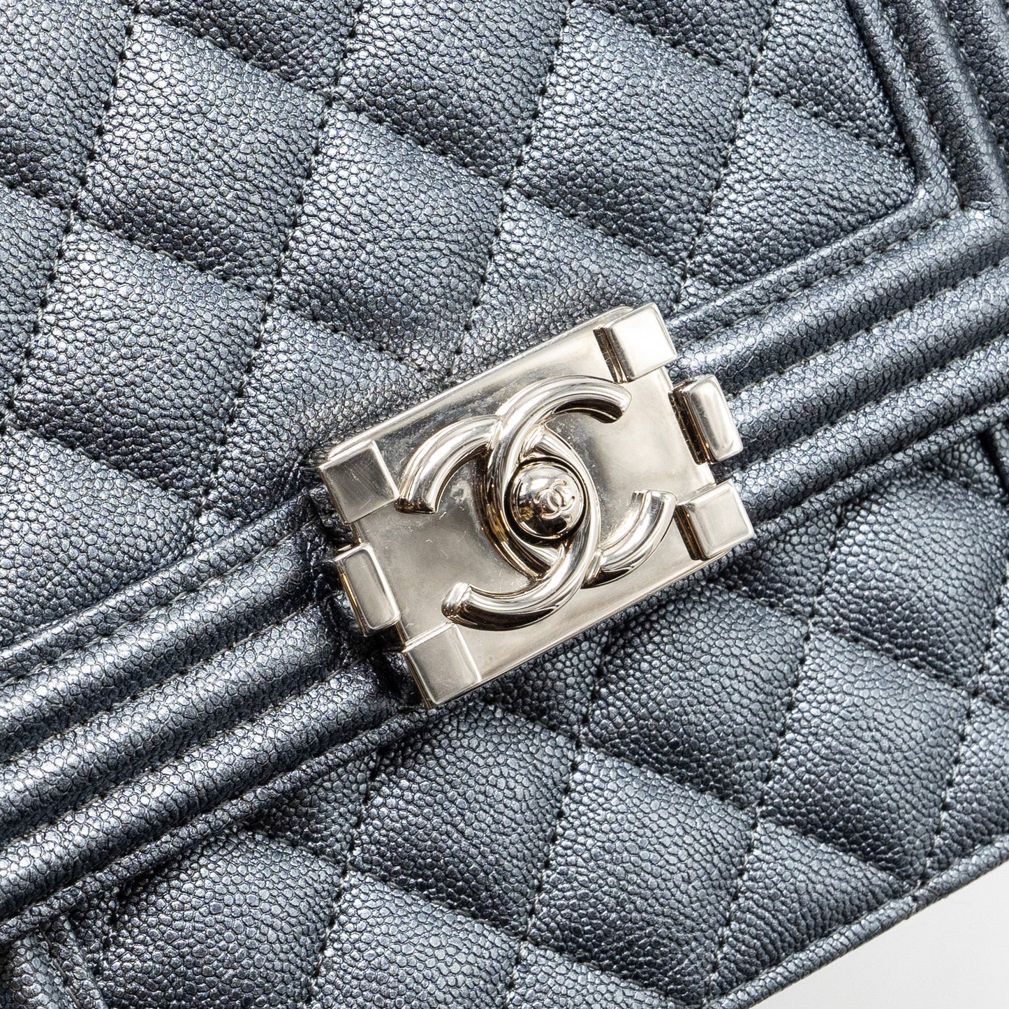 Chanel North South Boy Bag caviar metallic grey