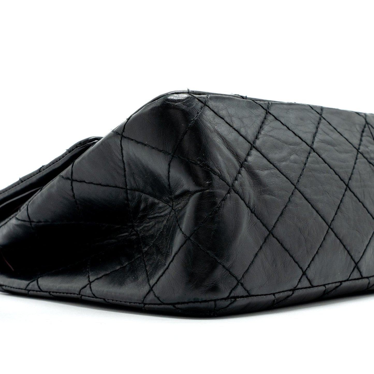Chanel large 2.55 reissue flap bag aged calfskin black L