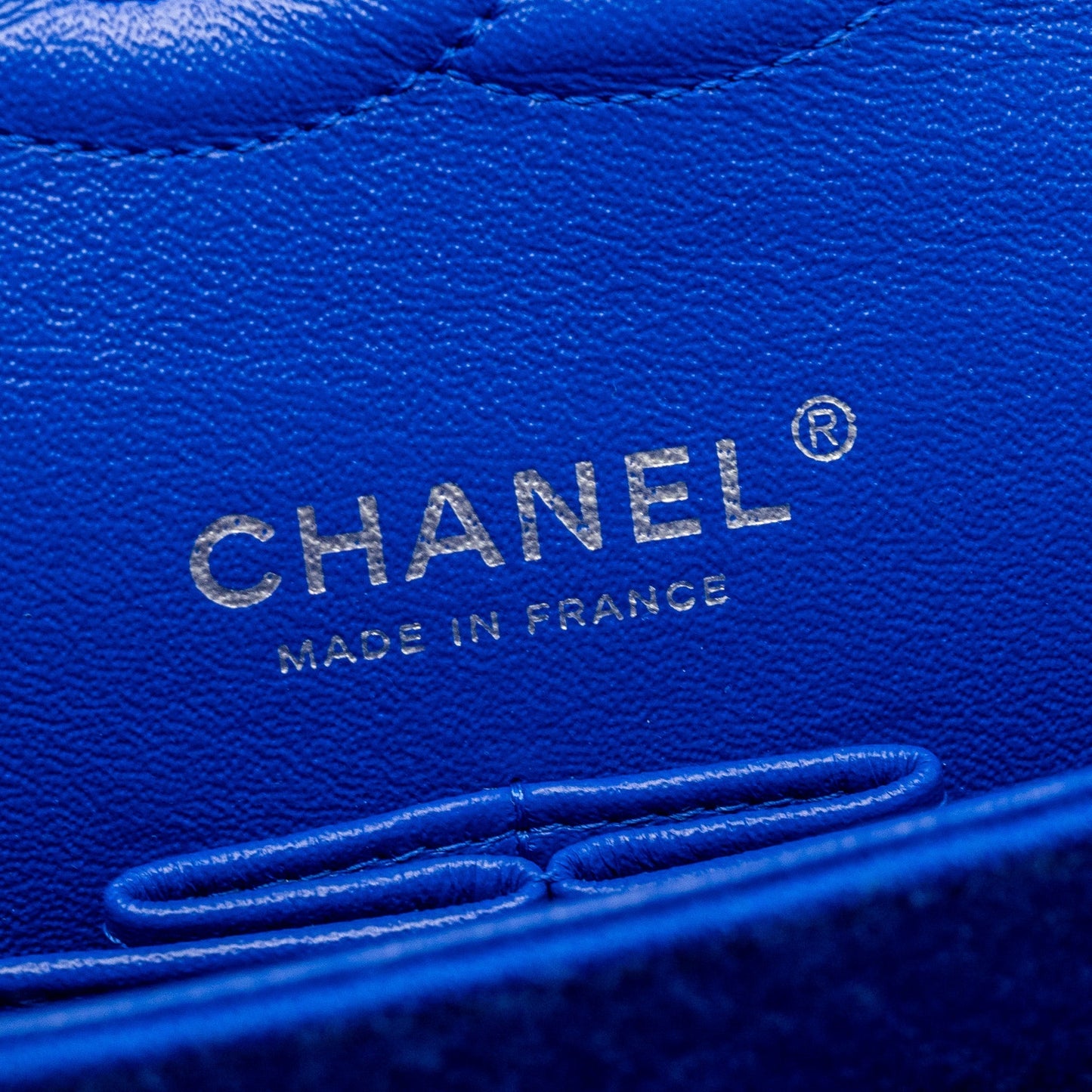 Chanel medium classic double flap bag fabric blue