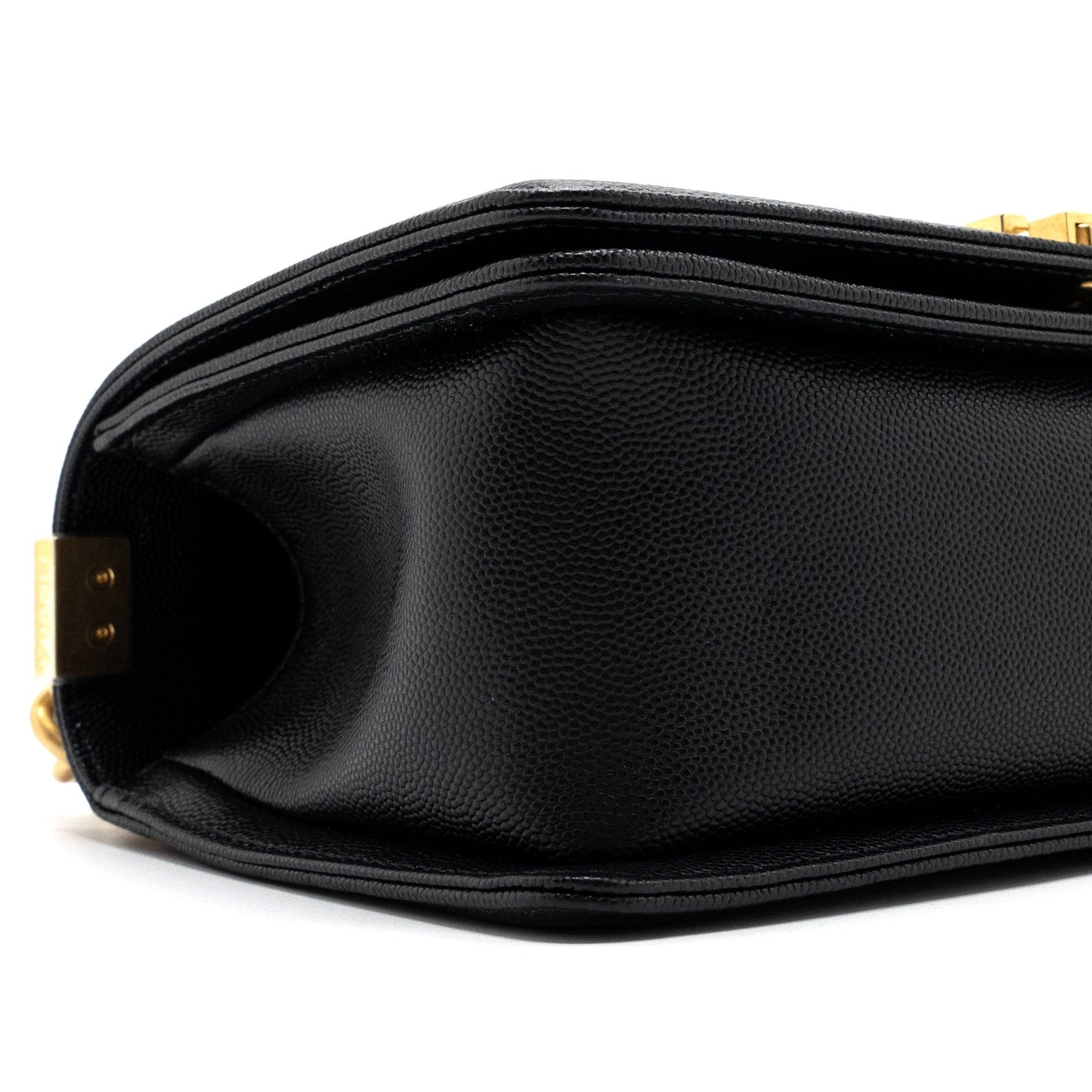 Chanel Medium Classic Boy Bag Caviar Black Brushed  (microchip)