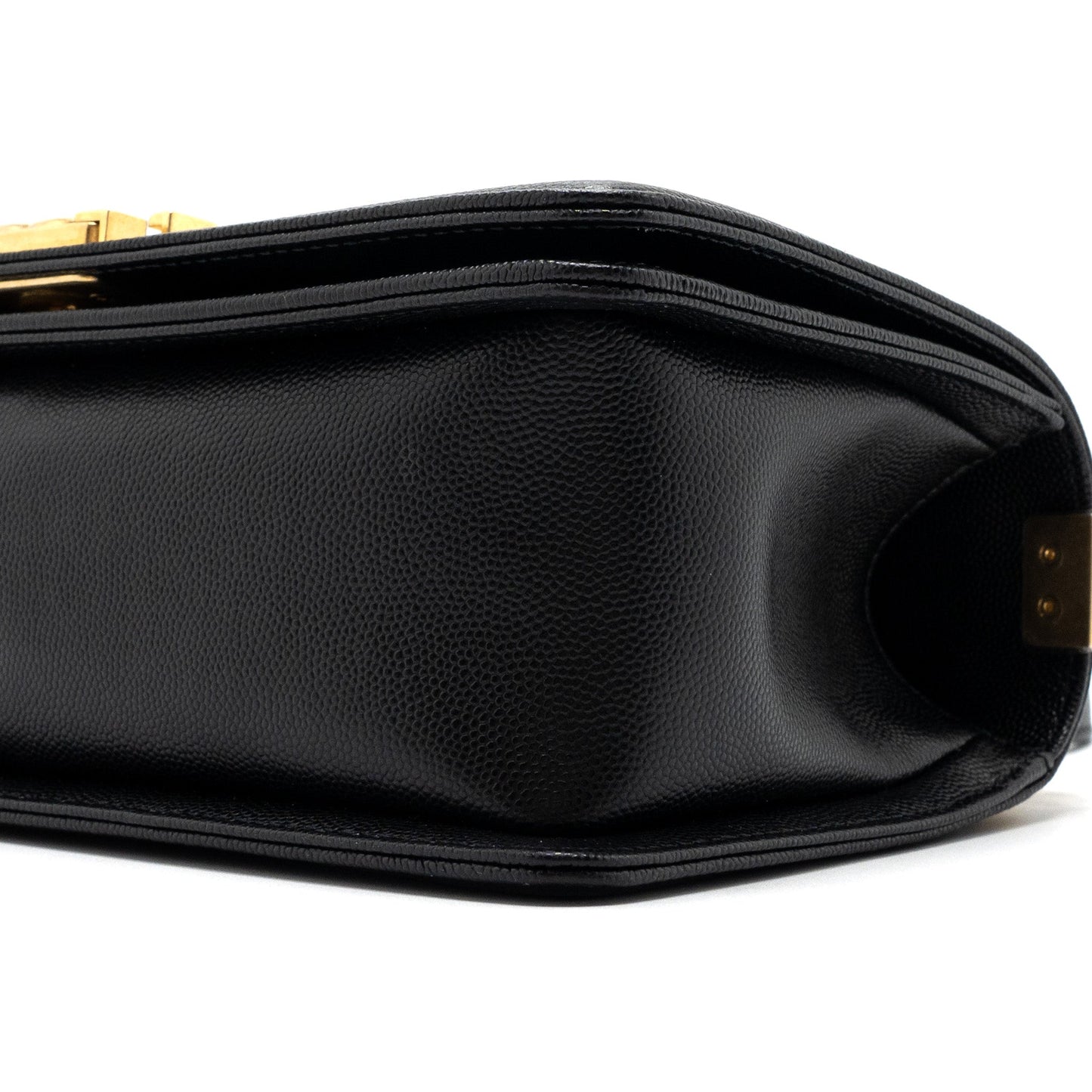 Chanel Medium Classic Boy Bag Caviar Black Brushed  (microchip)