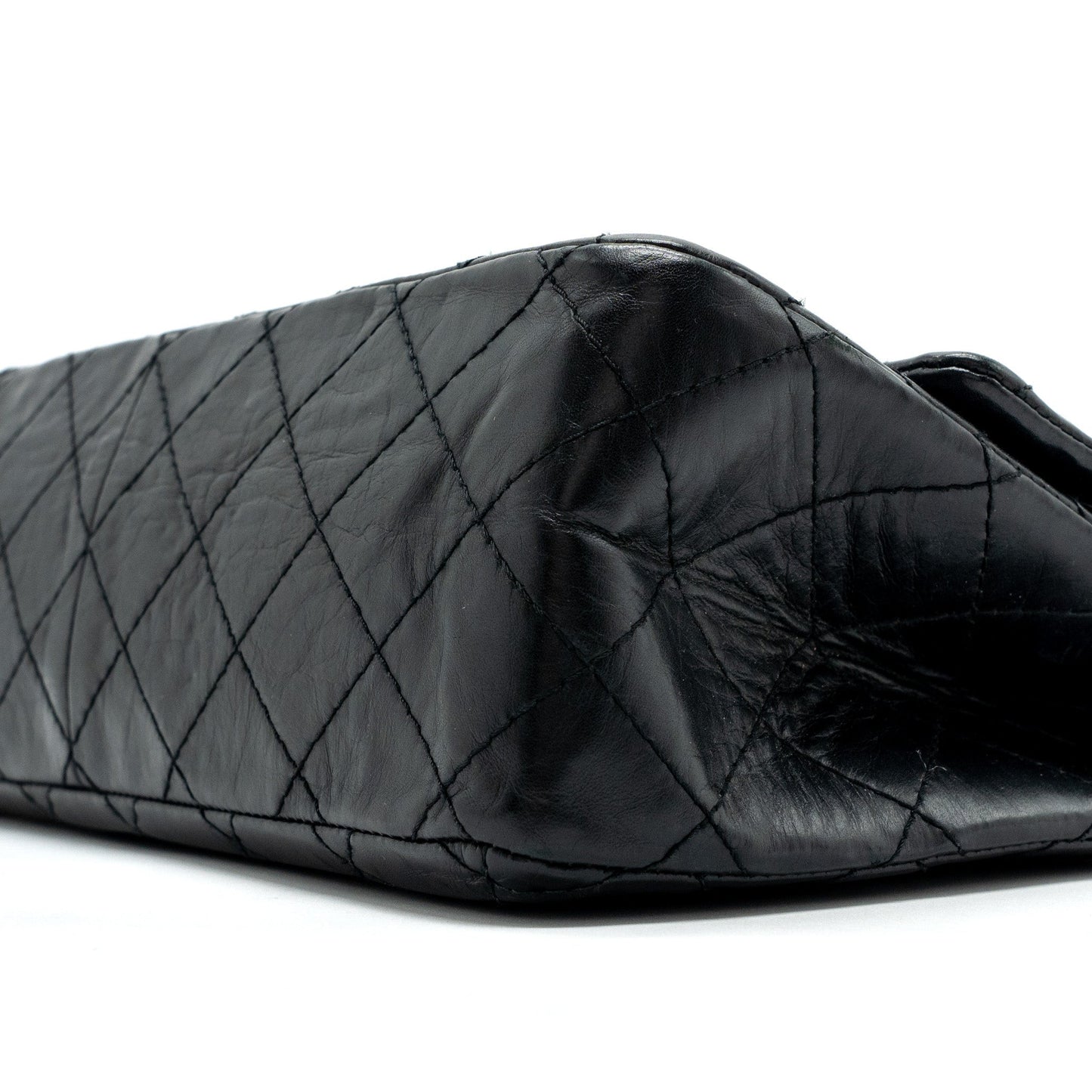 Chanel large 2.55 reissue flap bag aged calfskin black L