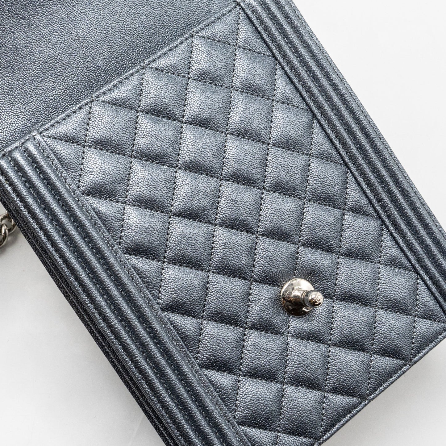 Chanel North South Boy Bag caviar metallic grey