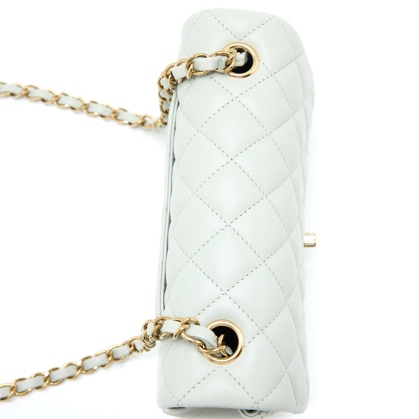 Chanel 23C Mini Rectangular Flap Bag Lambskin Light Grey L (Microchip)