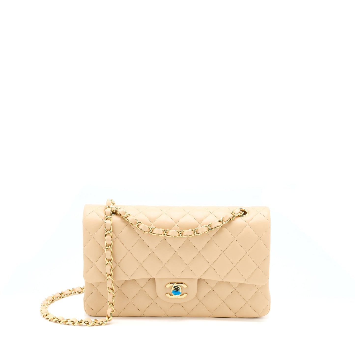 Chanel Medium Classic Flap Bag Lambskin Beige L (Microchip)