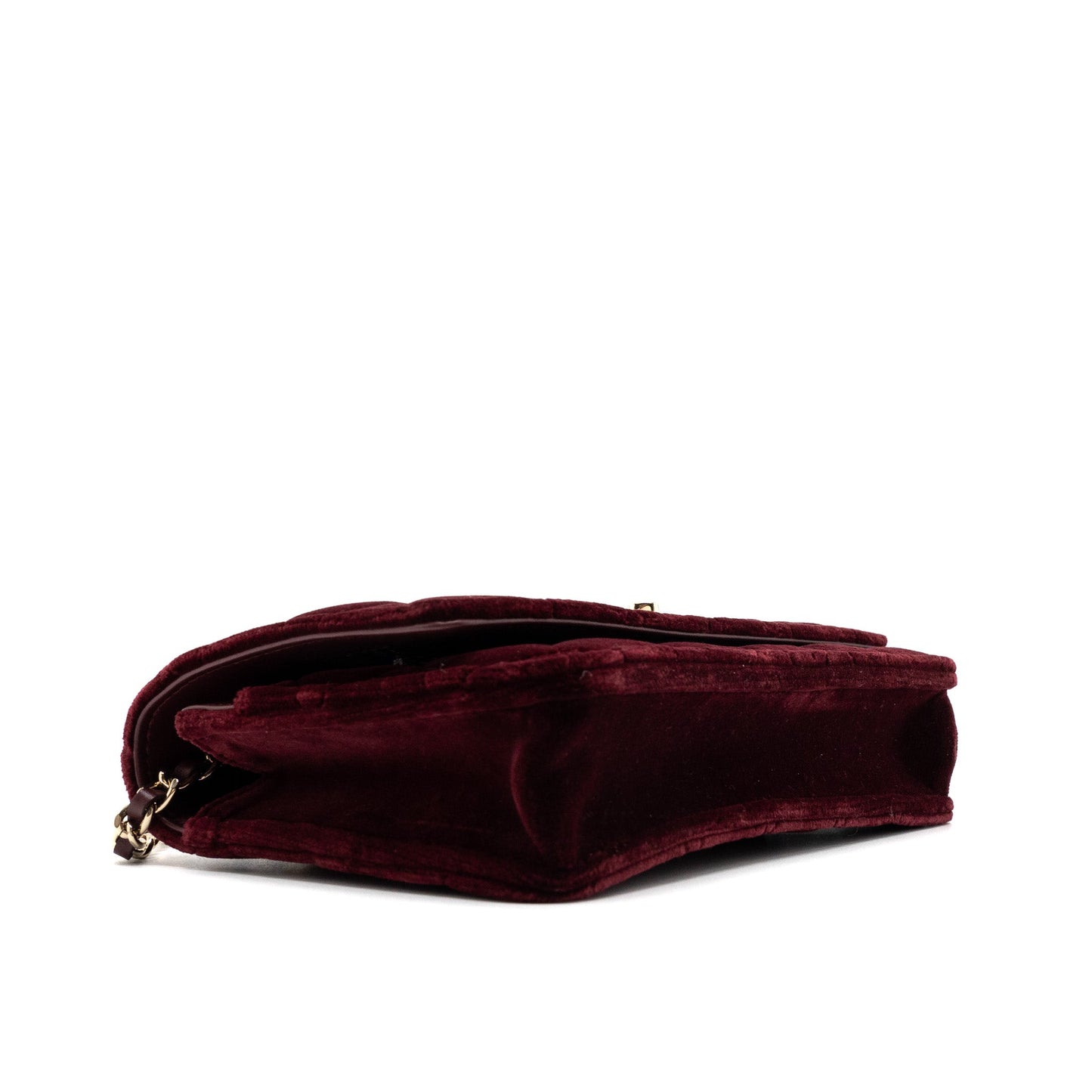 Chanel Crystal Pearl Crush Wallet On Chain Velvet Burgundy L