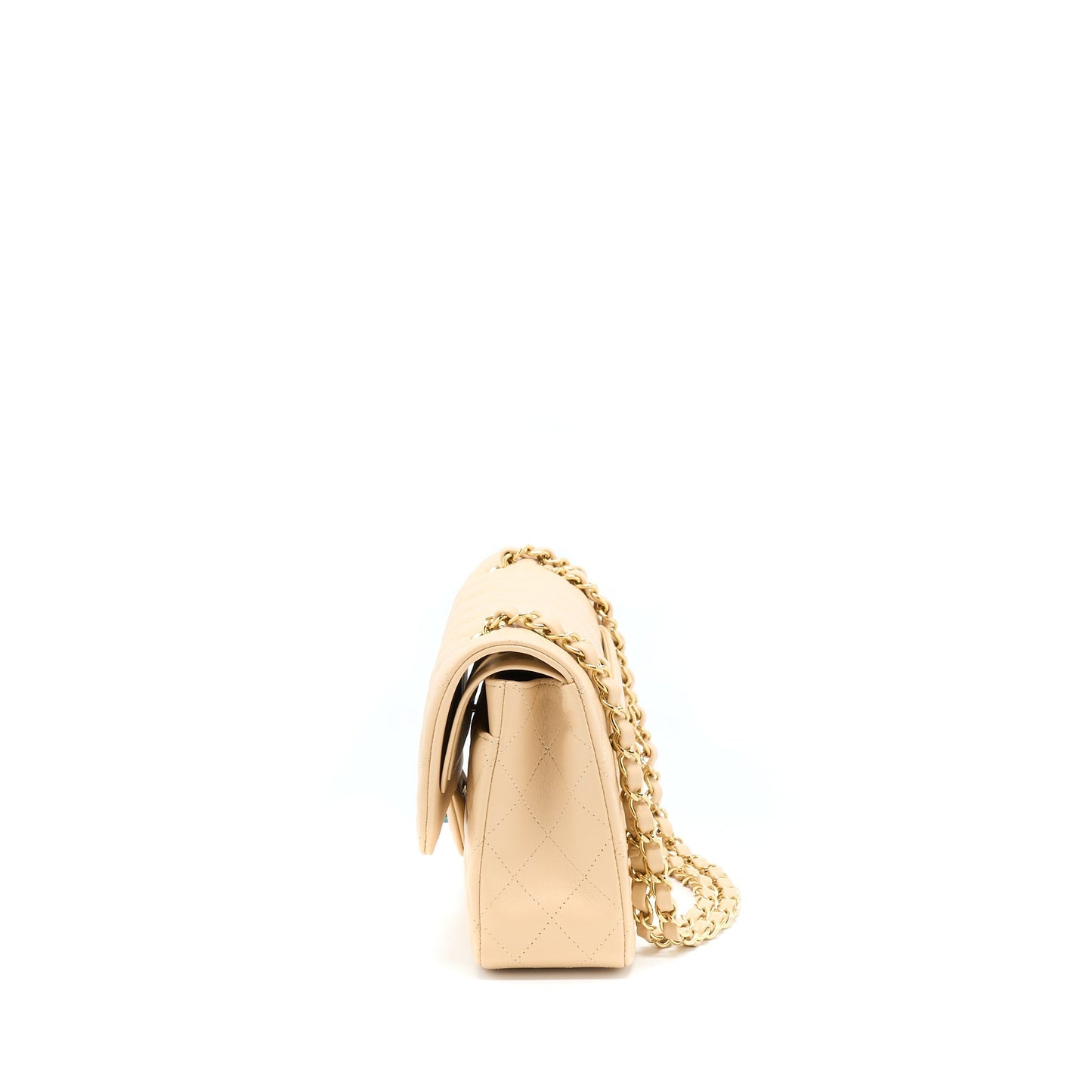 Chanel Medium Classic Flap Bag Lambskin Beige L (Microchip)