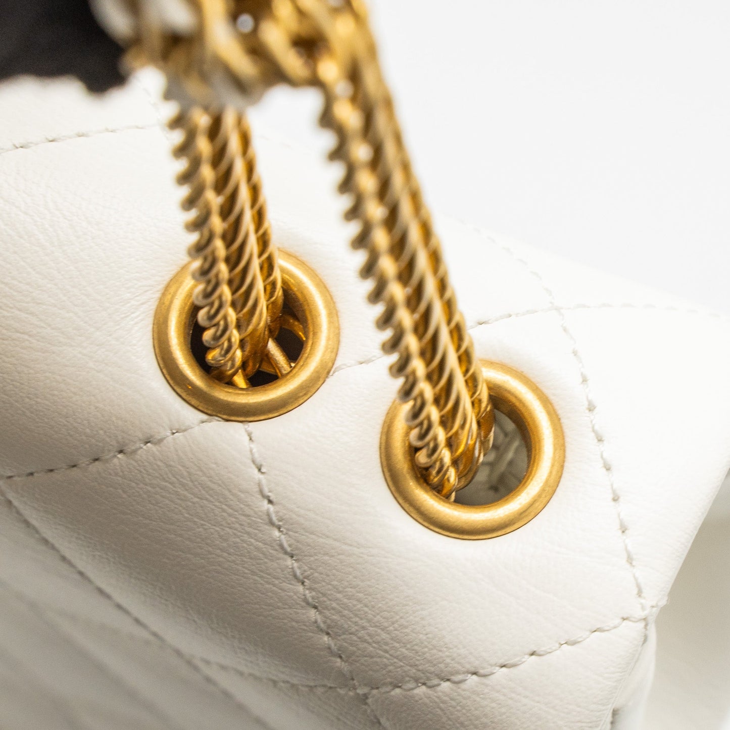 Chanel Flap Bag with Detailed CC Logo Calfskin White Brushed