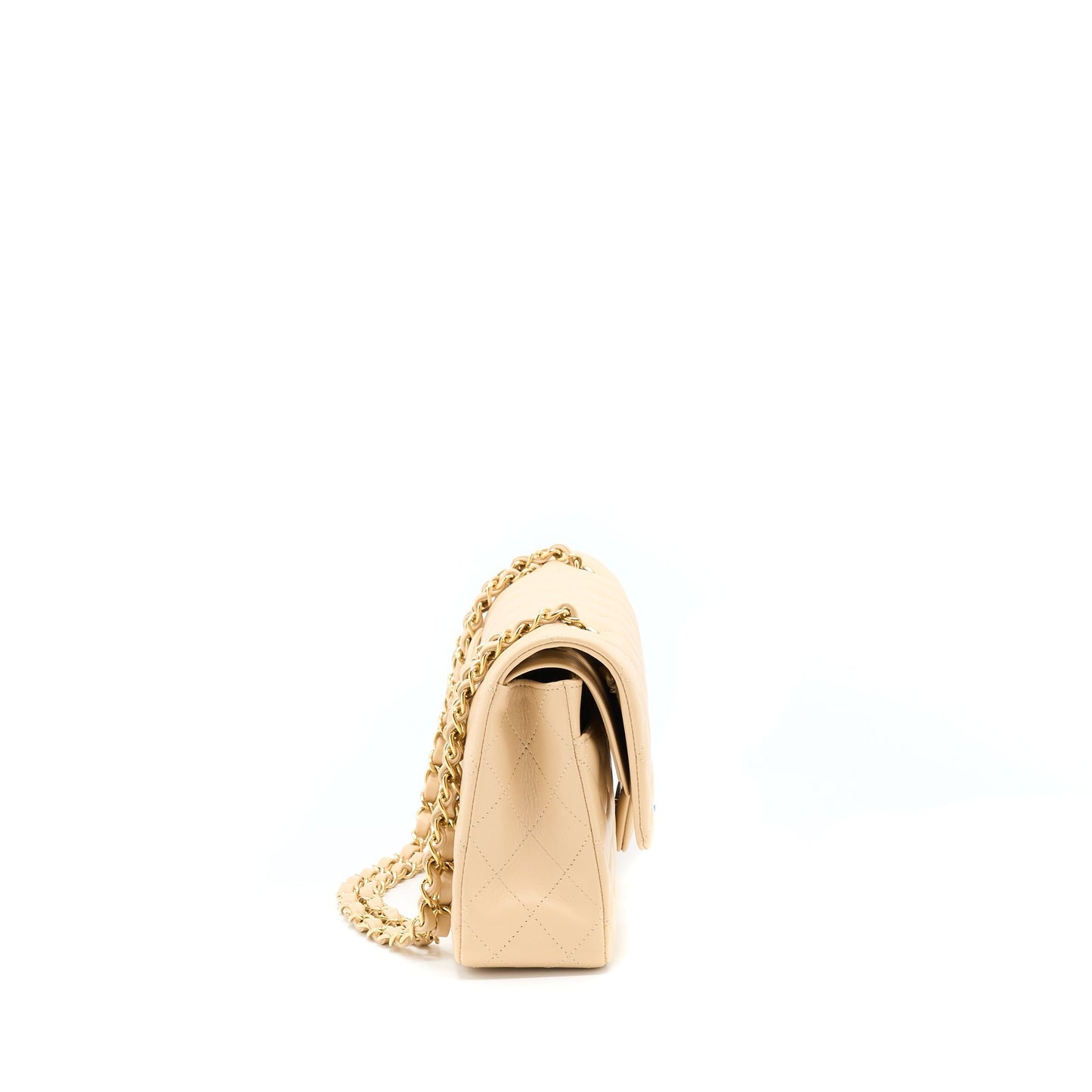 Chanel Medium Classic Flap Bag Lambskin Beige L (Microchip)