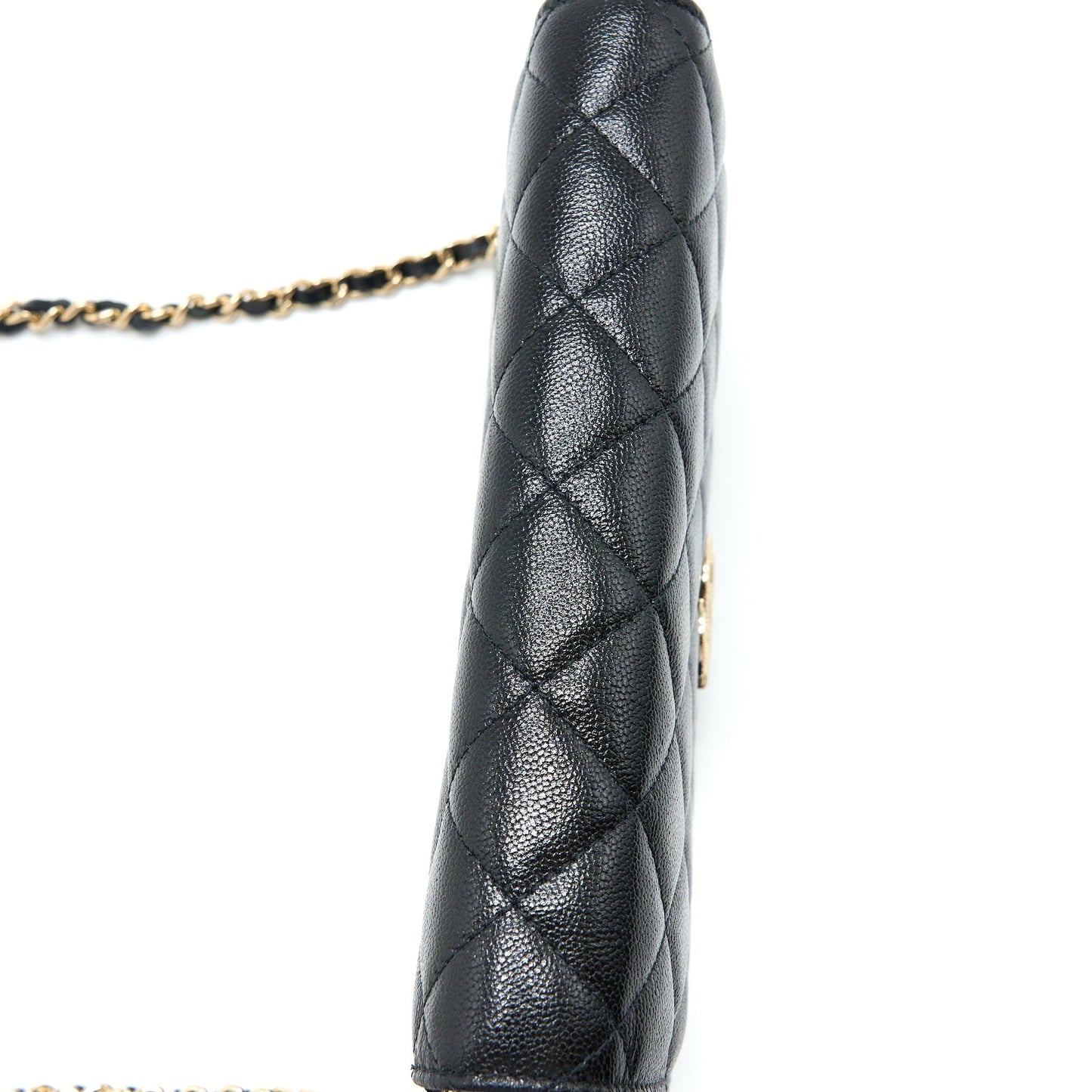 Chanel 22B Detail CC Logo Wallet On Chain Caviar Black L (Microchip)