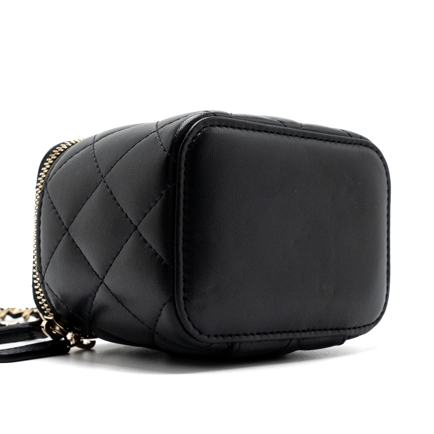 Chanel Top Handle Mini Vanity Case with chains Lambskin Black L
