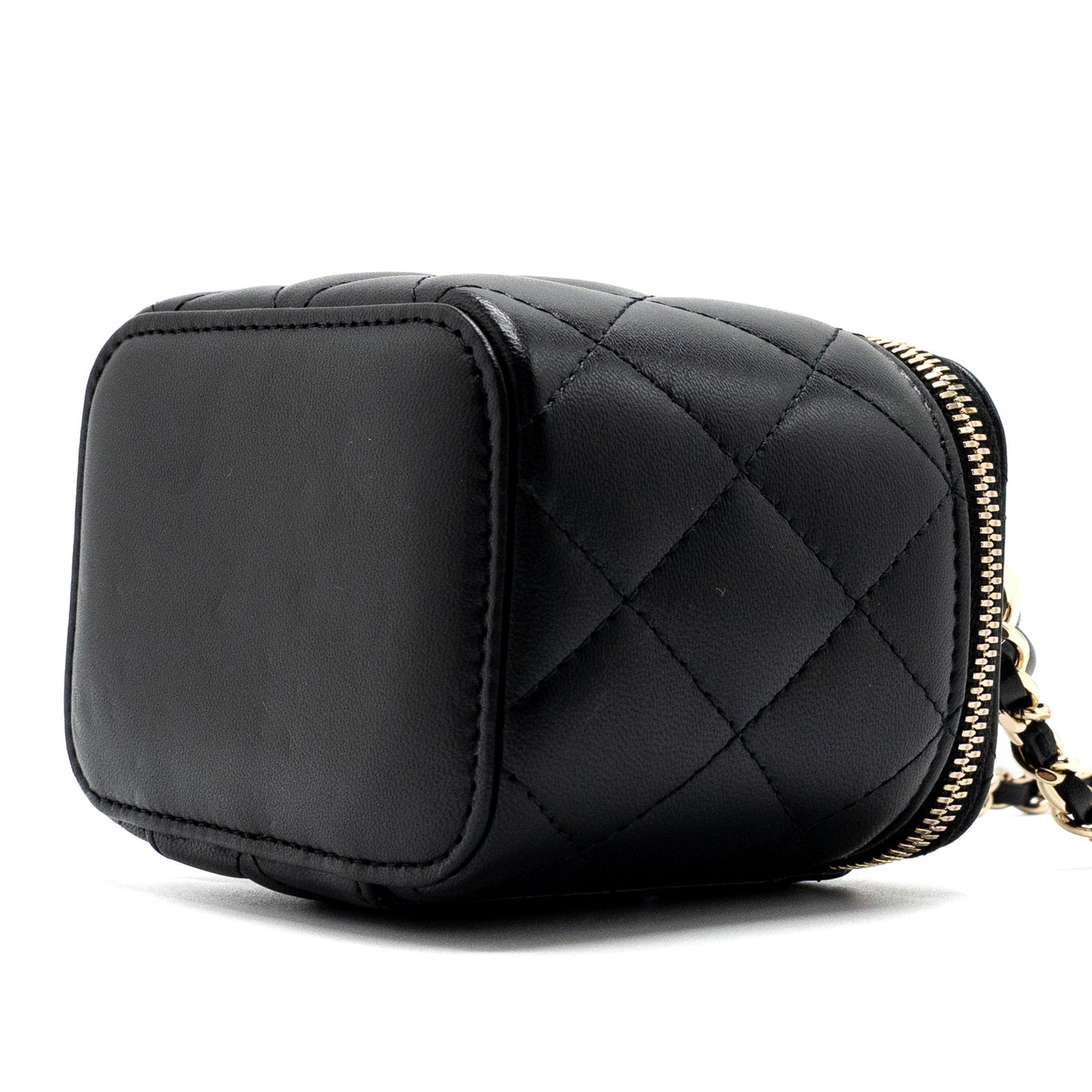 Chanel Top Handle Mini Vanity Case with chains Lambskin Black L