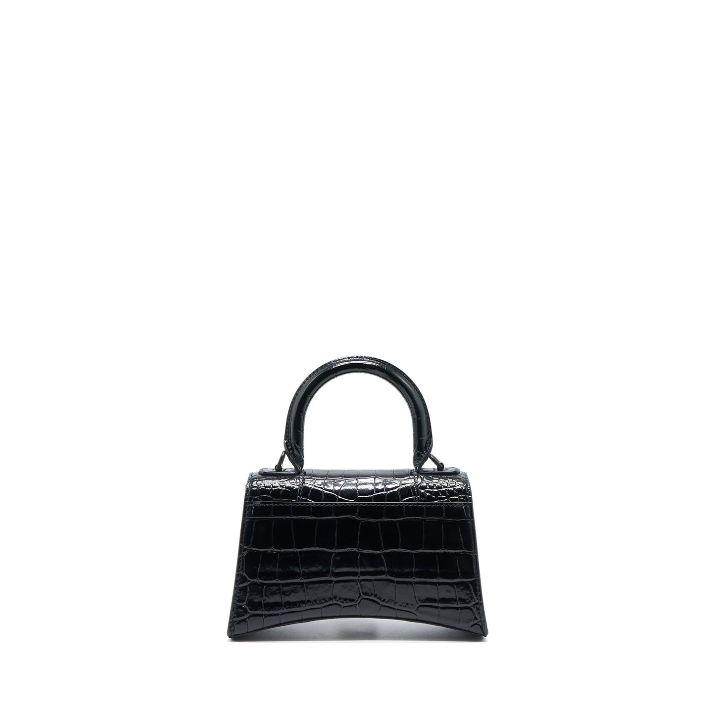 Balenciaga Hourglass Crocodile-Embossed Calfskin So Black